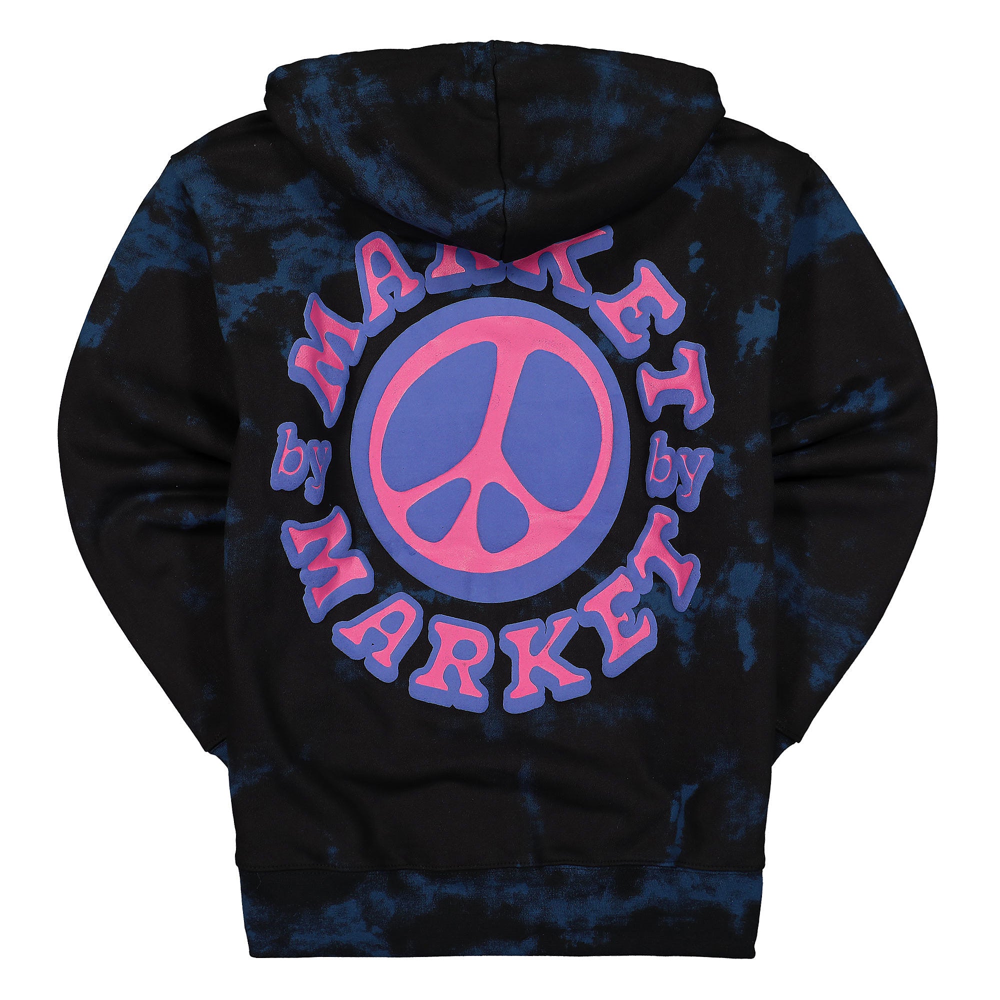Market Cali Peace Tie-Dye Hoodie Navy Smoke Tie-Dye Hoodies Close-up | Overkill