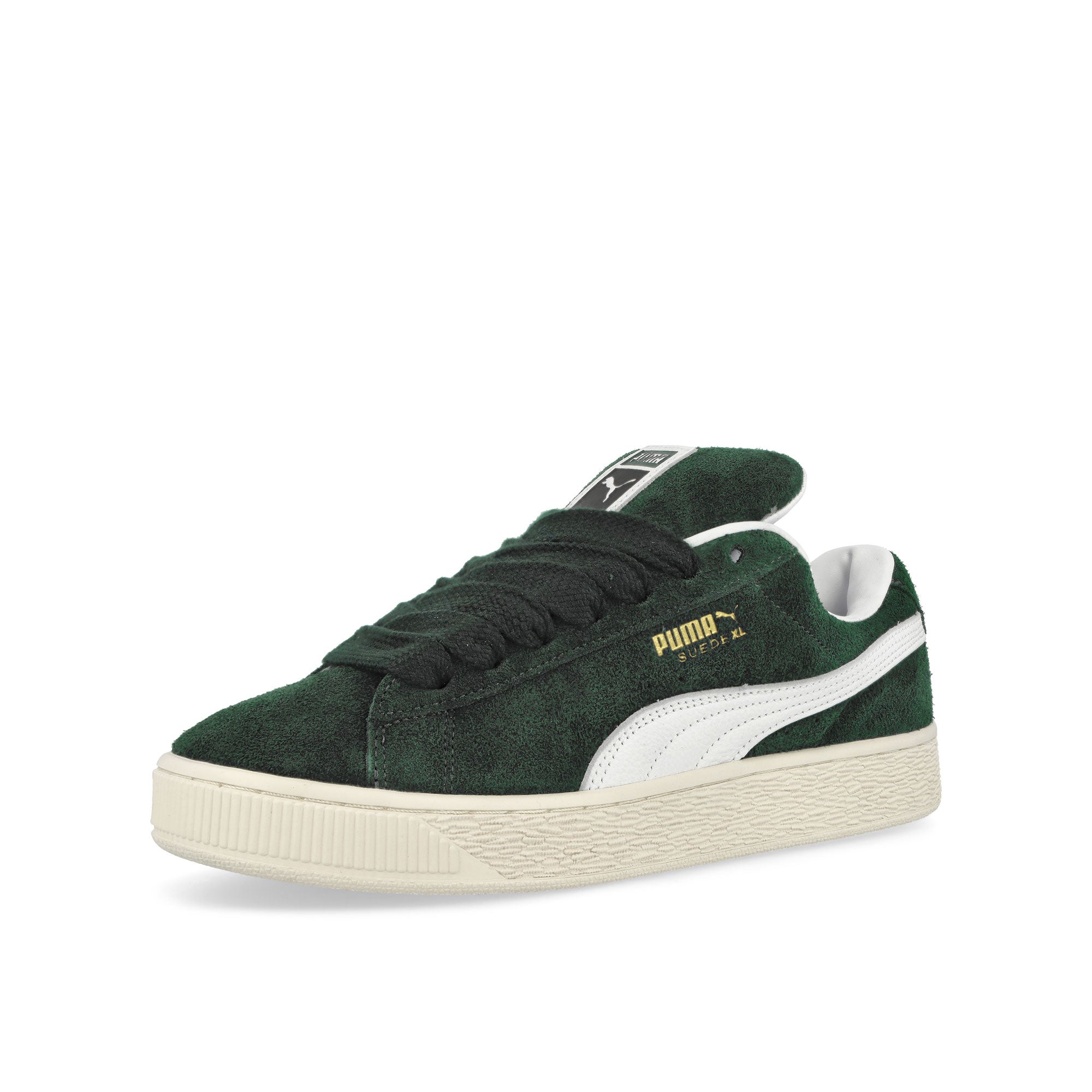 Puma Suede XL Hairy Panderosa Pine - Frosted Ivory Low Top Sneakers Close Up | Overkill