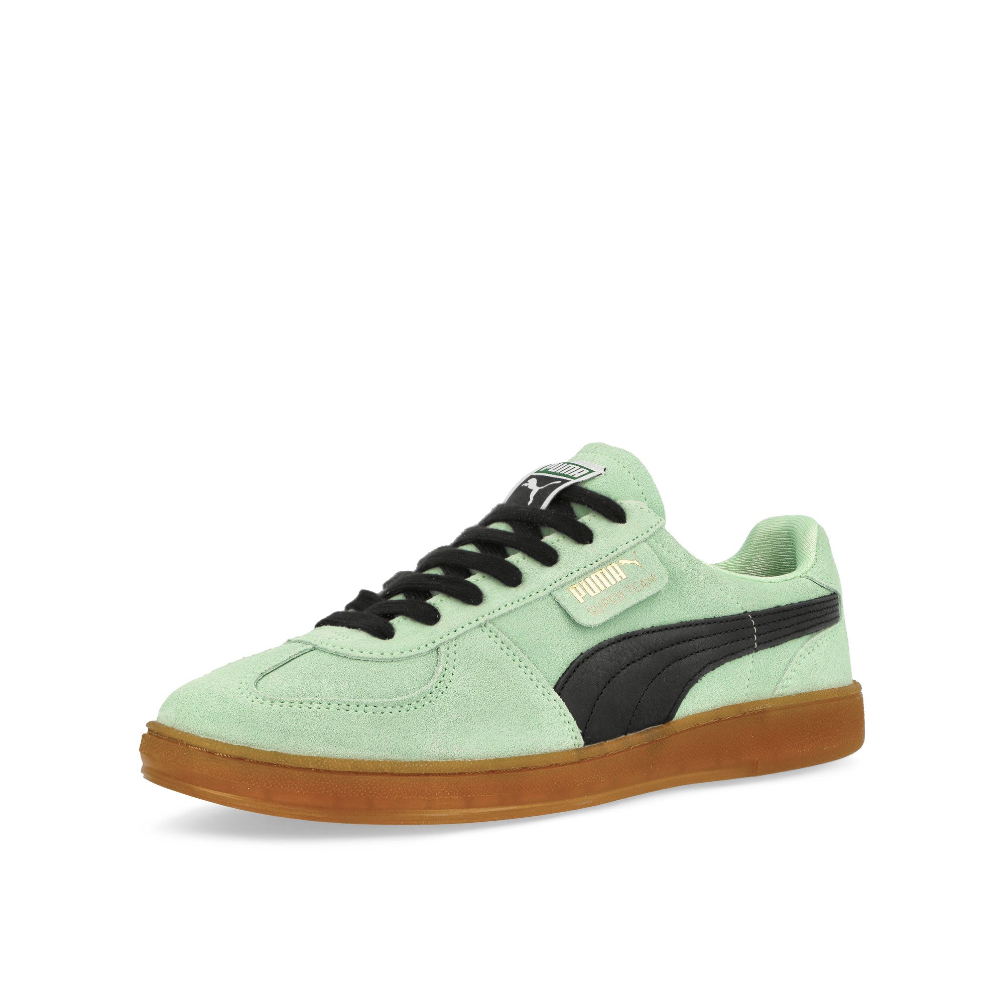 Puma Super Team Suede Fresh Mint - Puma White - Gum Low Top Sneakers Close Up | Overkill
