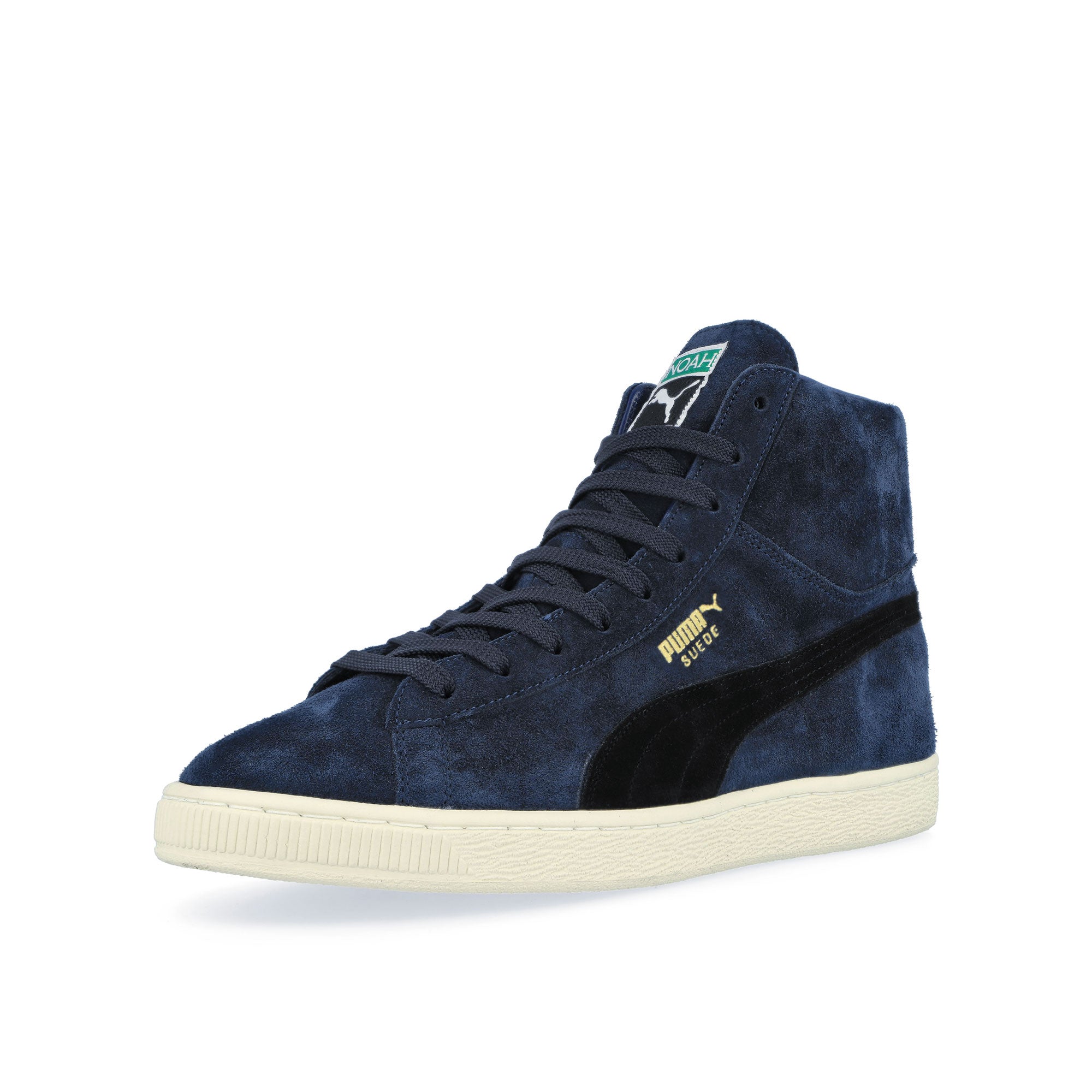 Puma Suede Classic Mid Elektro Blue - Neew Navy Mid Top Sneakers Close Up | Overkill