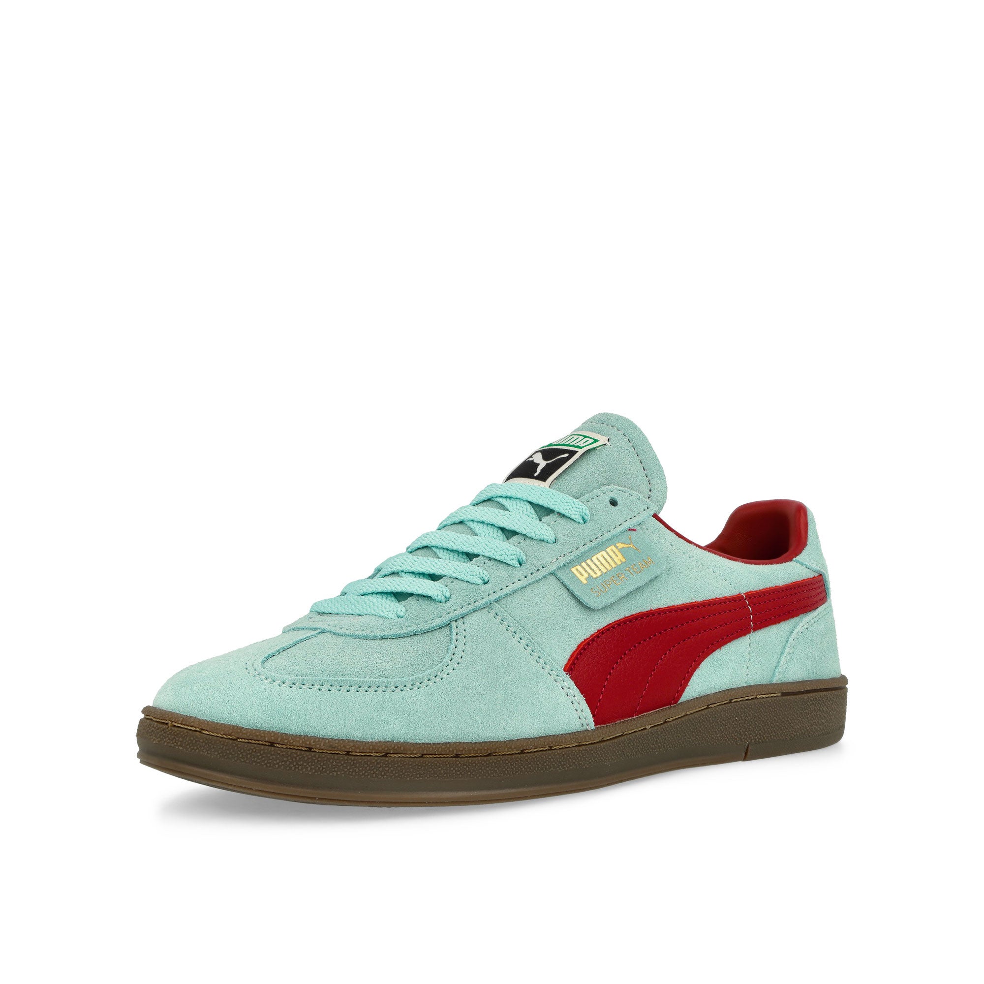 Puma Super Team SD Safe Lake / Dark Crimson Low Top Sneakers Close Up | Overkill