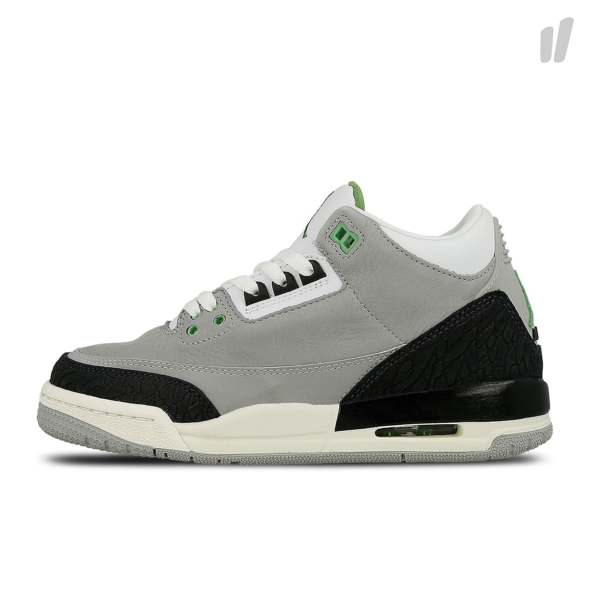 Jordan Air Jordan 3 Retro "Chlorophyll" GS Light Smoke Grey / Chlorophyll - Black - White Low Top Sneakers 398614 006 | Overkill