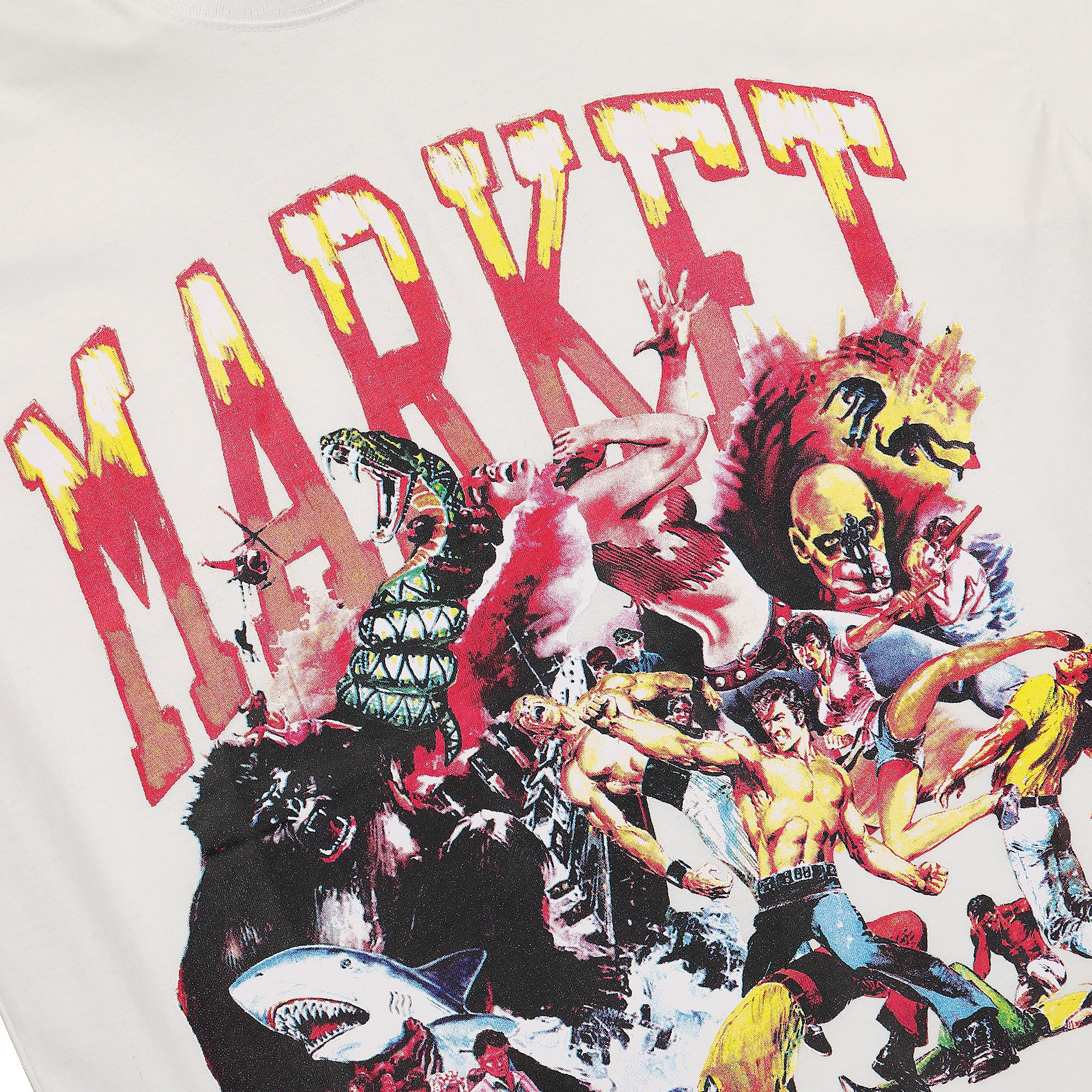 Market Arc Animal Mosh Pit T-Shirt White T-Shirts Close-up | Overkill