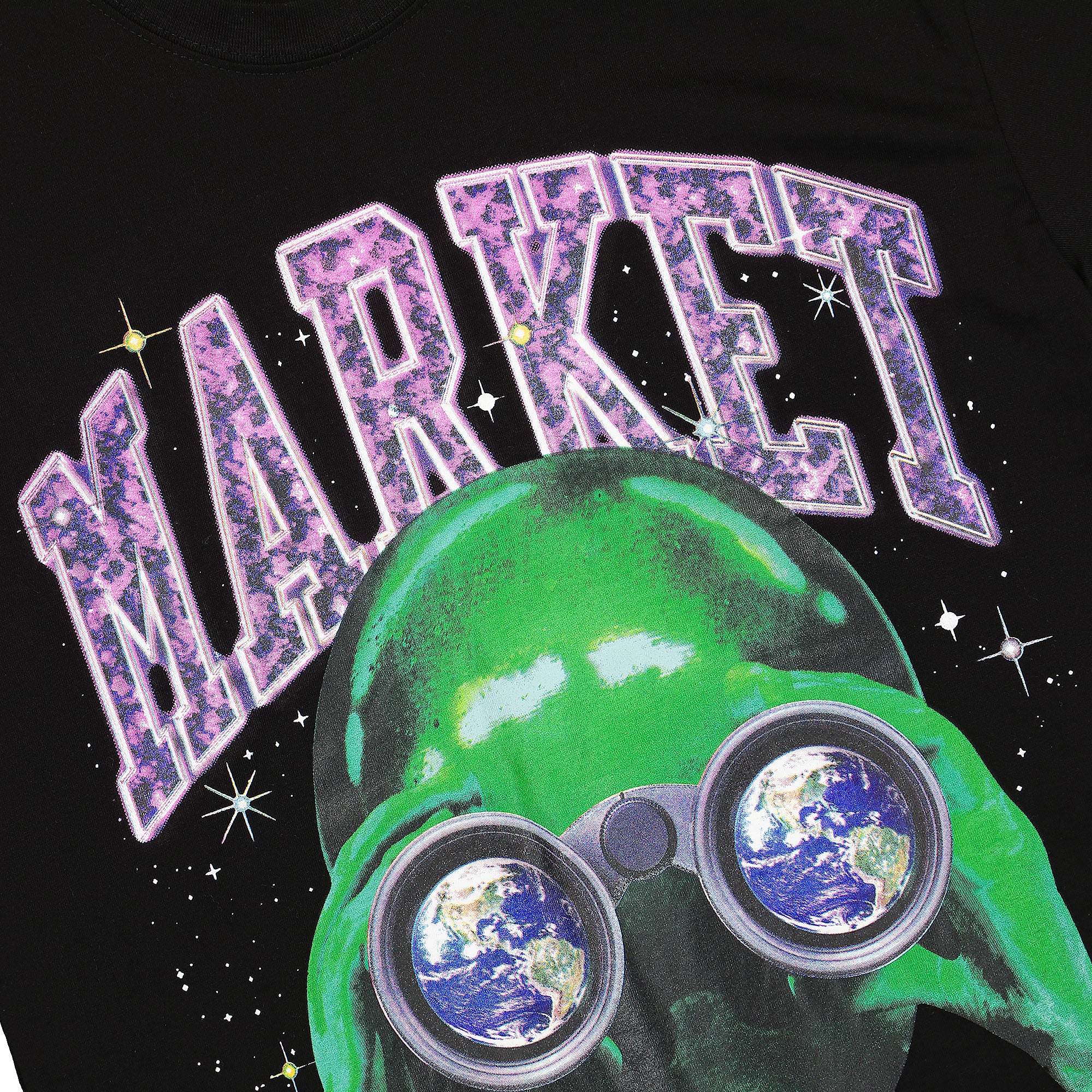 Market Alien Sightseeing T-Shirt Black T-Shirts Close-up | Overkill