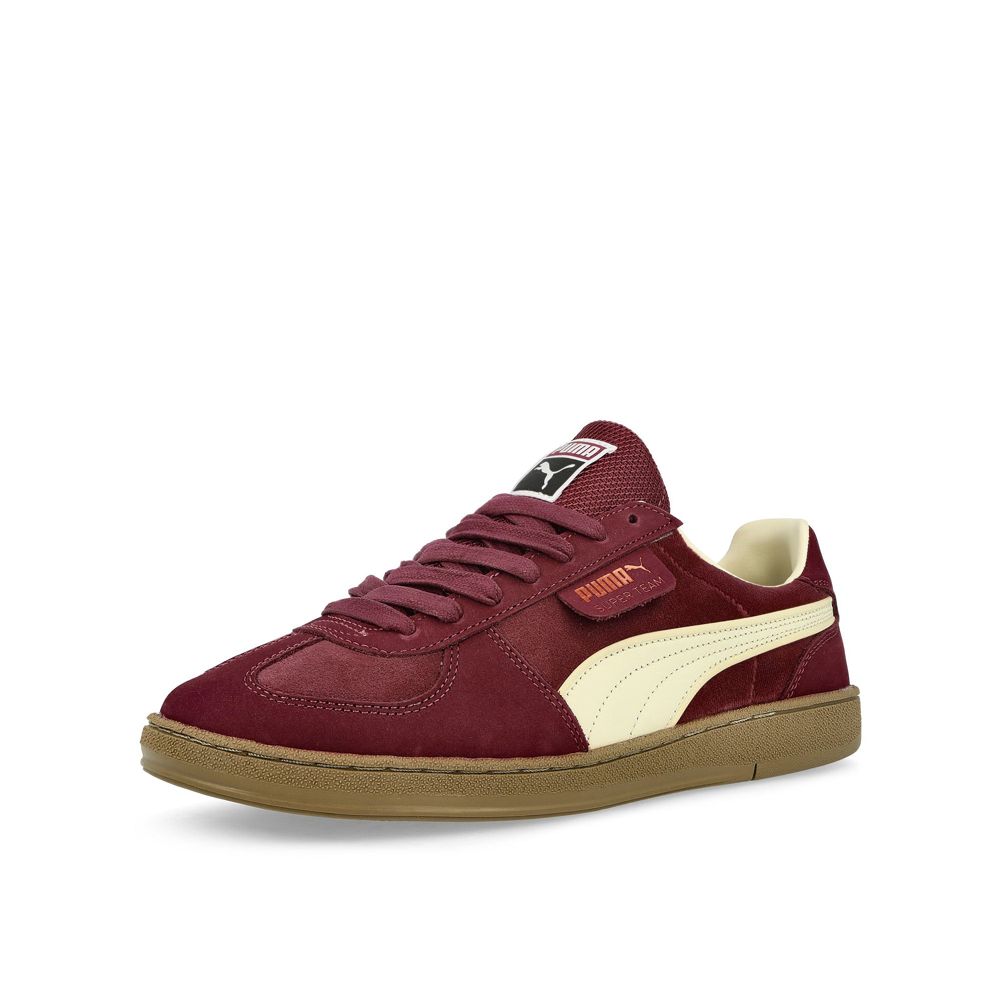 Puma Super Team Velvet Team Regal Red Low Top Sneakers Close Up | Overkill