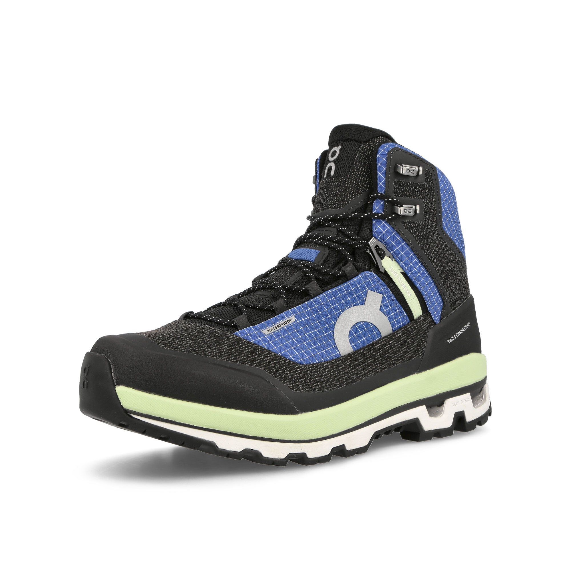 On Cloudalpine Waterproof Cobalt-Limelight Low Top Sneakers Close Up | Overkill
