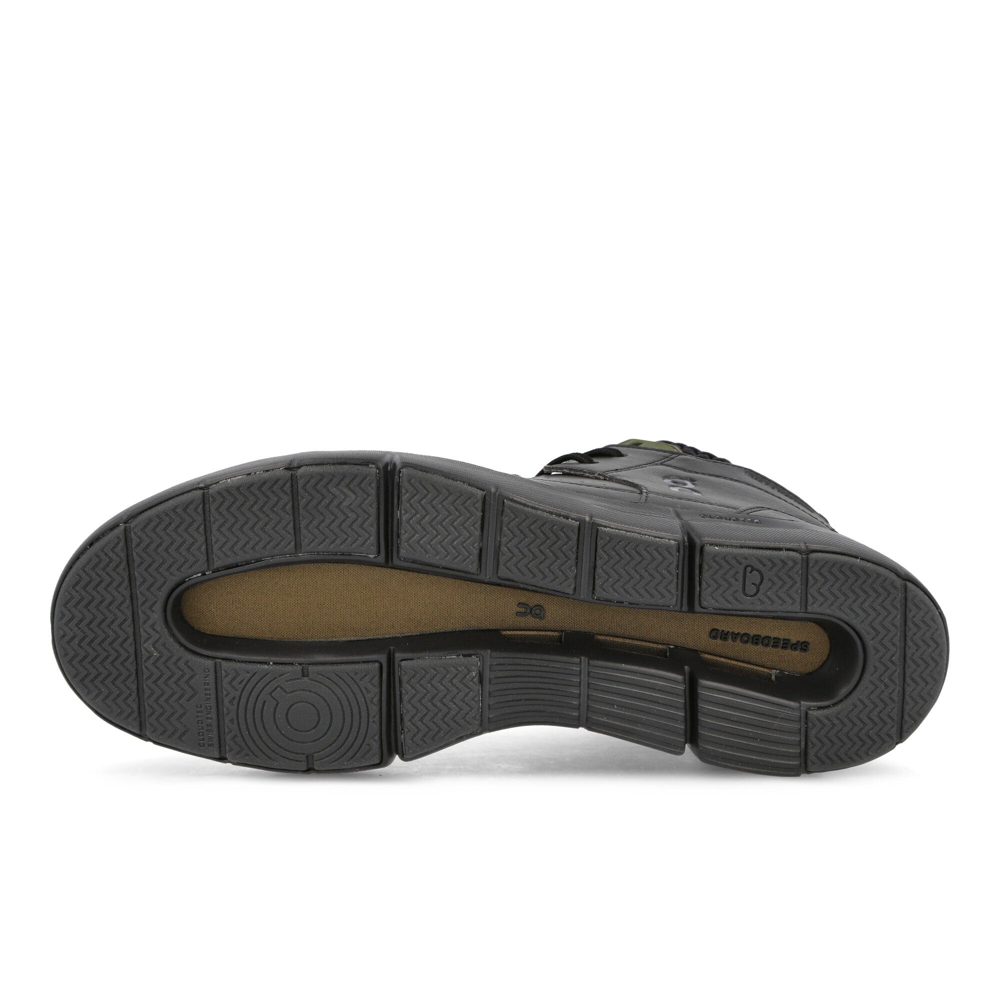 On The Roger Clubhouse Sensa Black-Camo Mid Top Sneakers Detail View 2 | Overkill