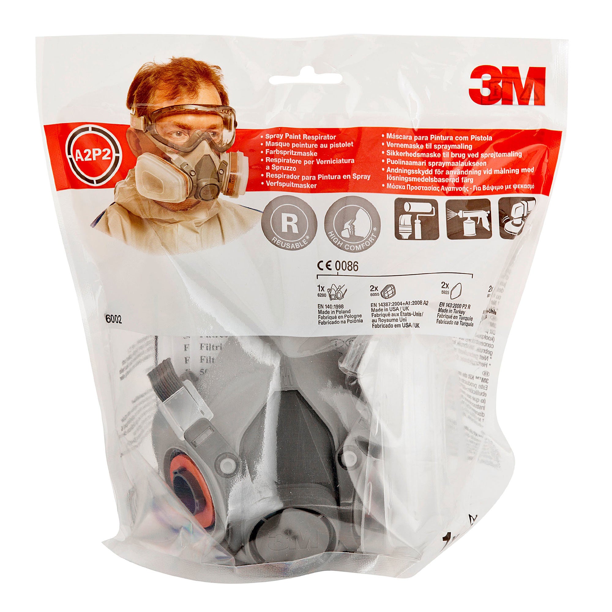 3M Respirator Mask 6200 A2-P2 0 Protection Material | Overkill