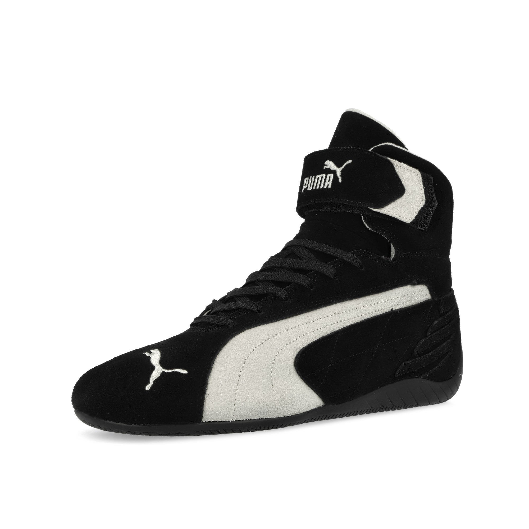 Puma Speedcat Mid Puma Black - Warm White Mid Top Sneakers Close Up | Overkill