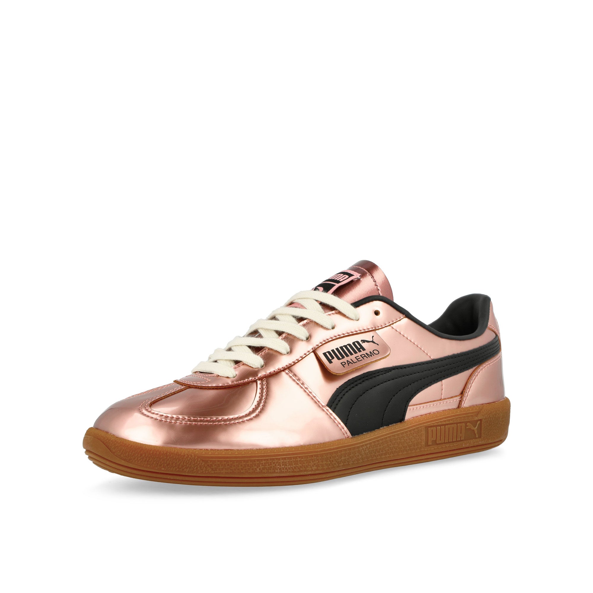 Puma Palermo Metallic Bright Pink-PUMA Black-Gum Low Top Sneakers Close Up | Overkill