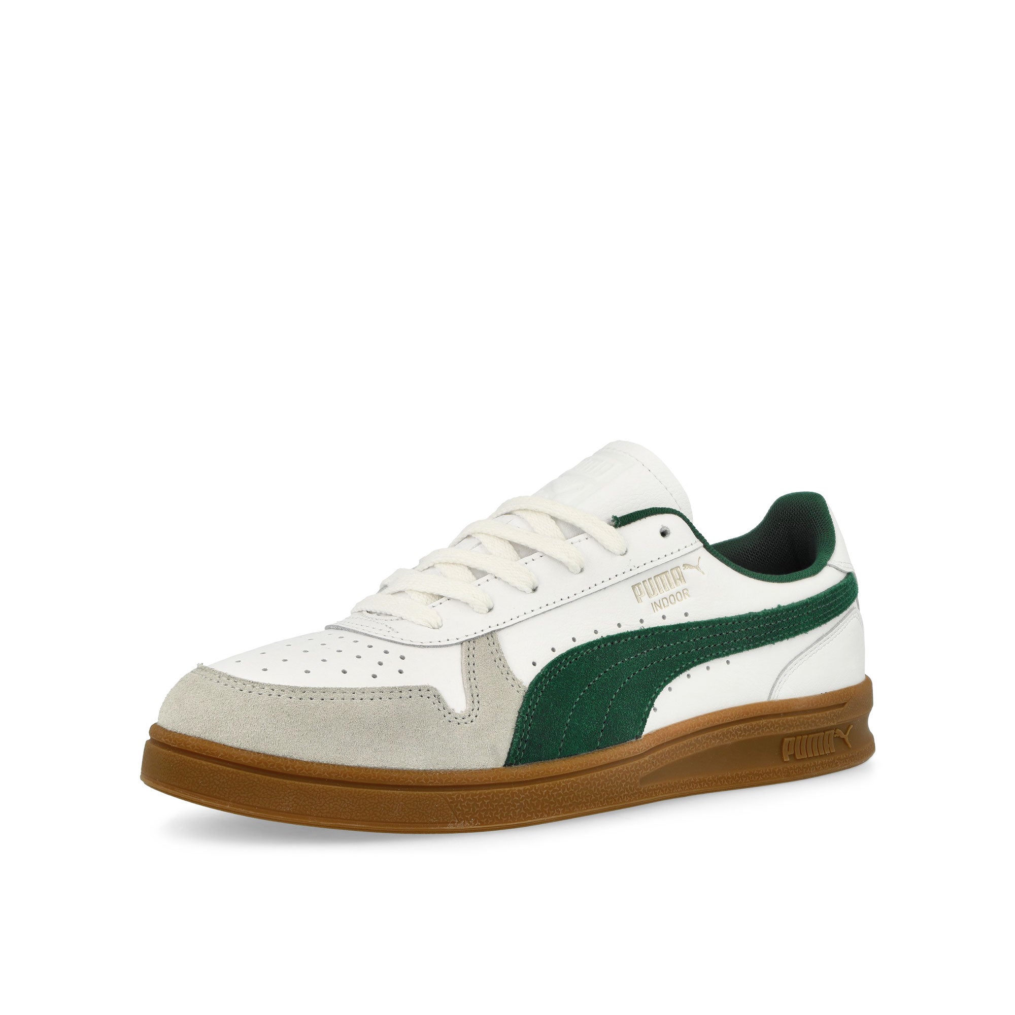 Puma Indoor Puma White / Dark Myrtle-Gum Low Top Sneakers Close Up | Overkill