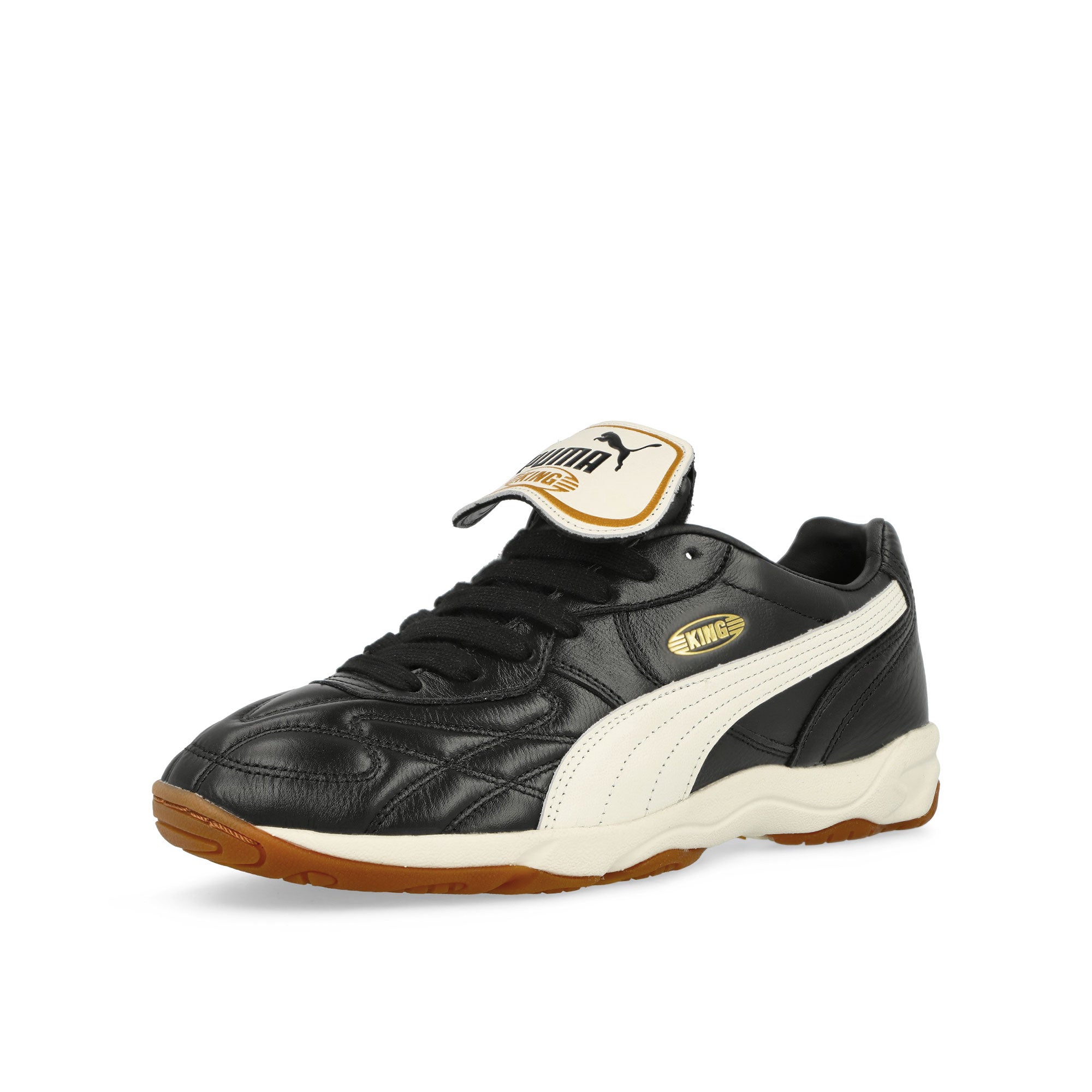 Puma King Indoor Puma Black - Warm White Low Top Sneakers Close Up | Overkill
