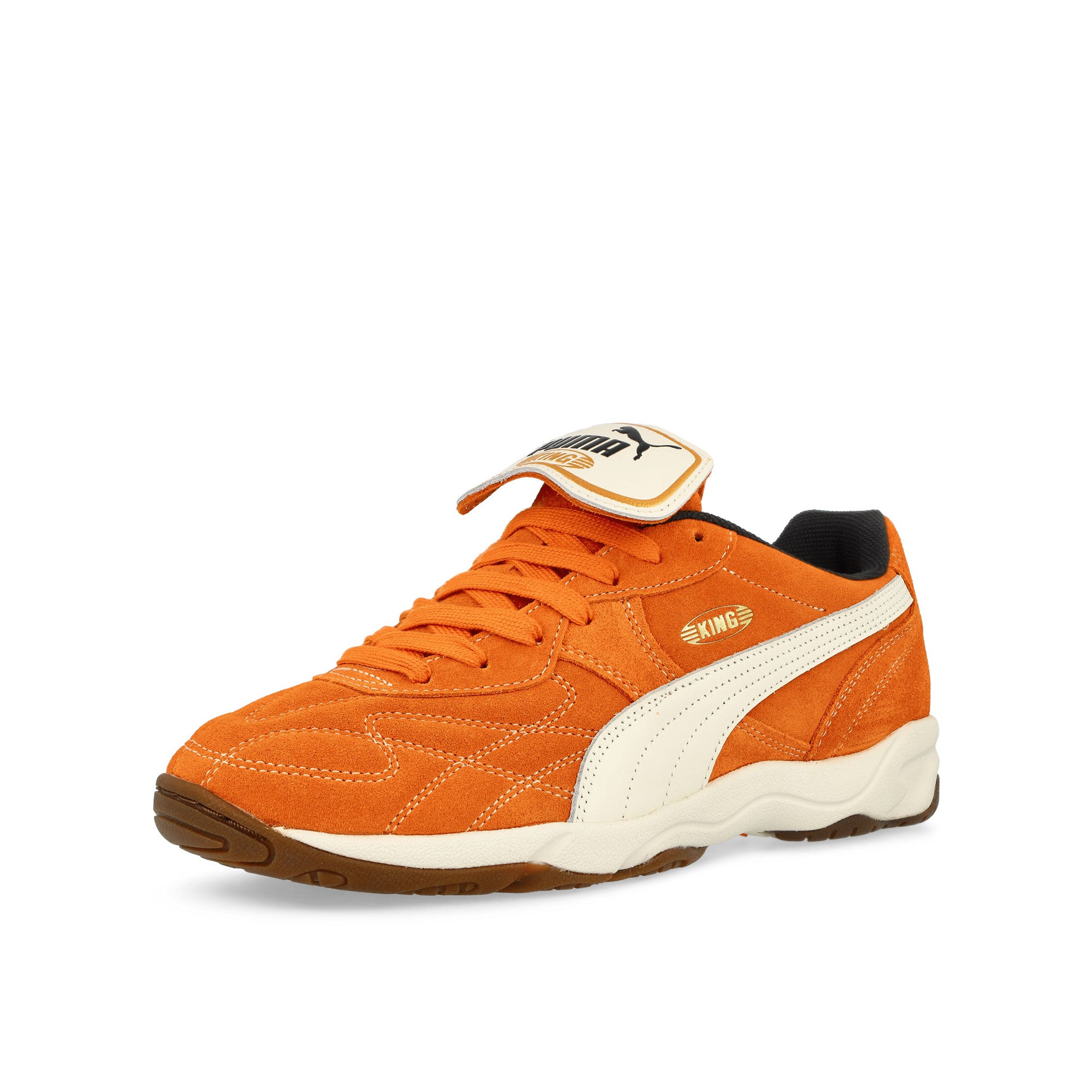Puma King Indoor Royalty Maple Syrup / Frosted Ivory Low Top Sneakers Close Up | Overkill