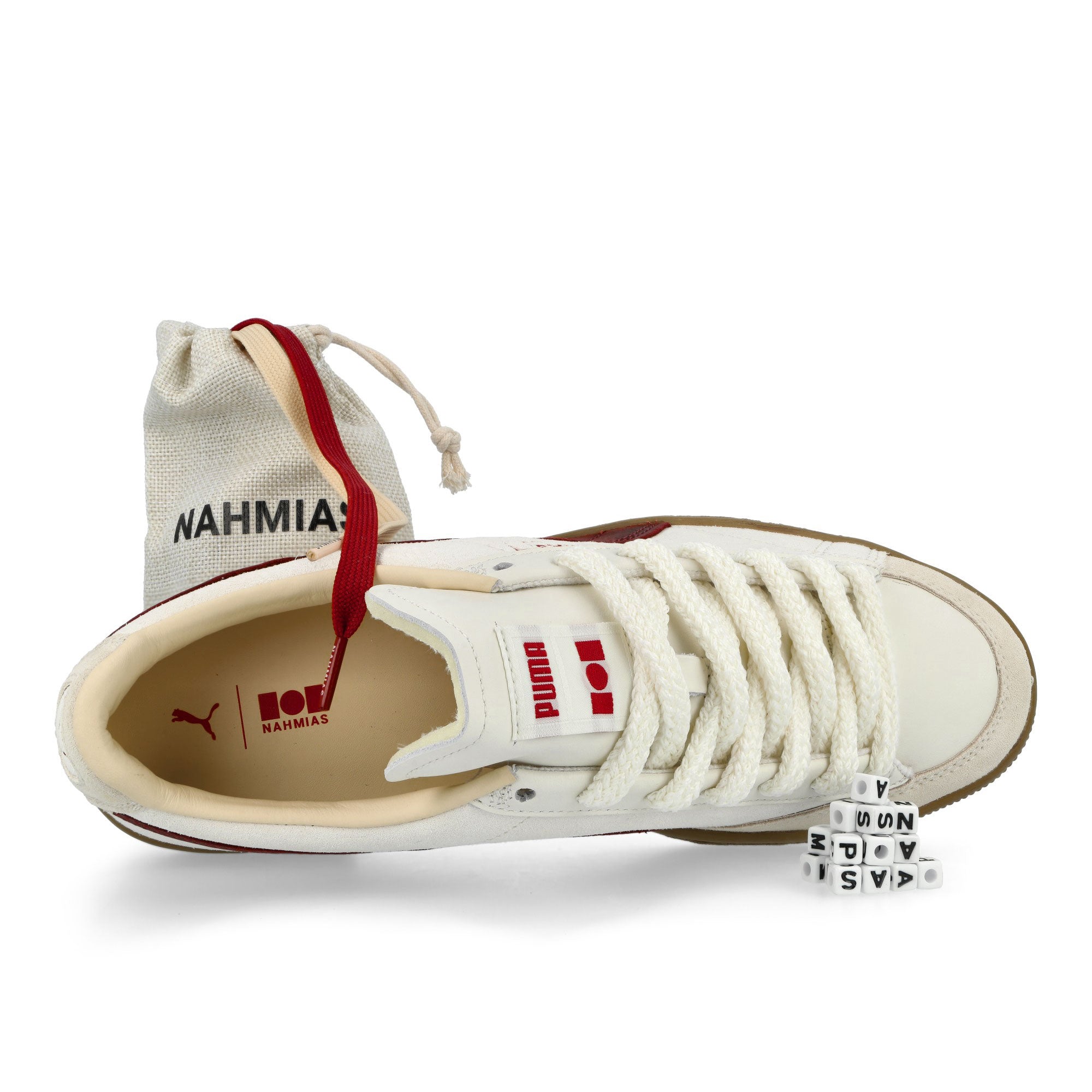 Nahmias x Puma Suede Vintage Red Warm White - Archive Gold - For All Time Red Low Top Sneakers 407025 01 Detailfoto | Overkill
