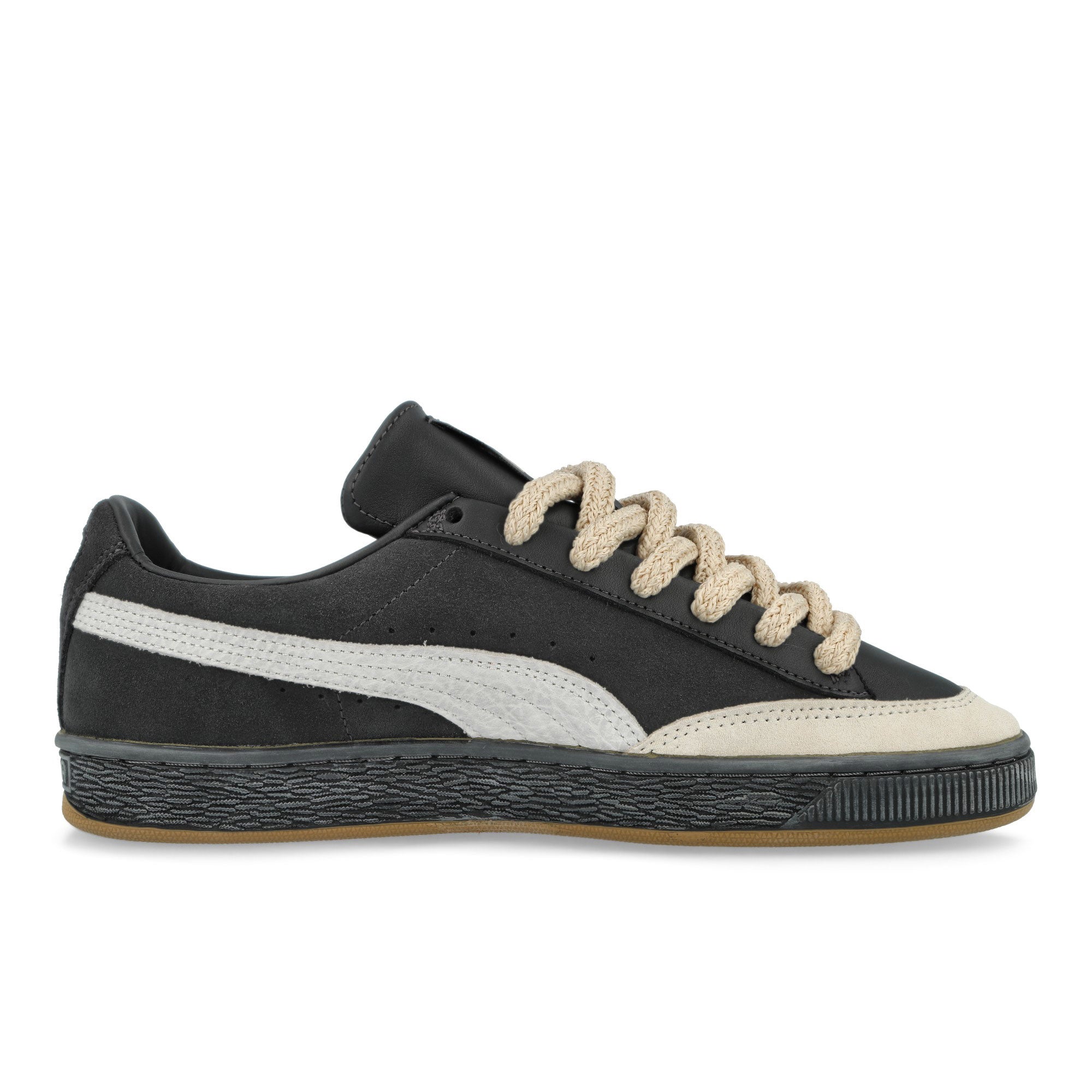 Nahmias x Puma Puma Suede Vintage Black Flat Dark Gray - Vapor Gray - Honey Butter Low Top Sneakers 407026 01 Silhouette | Overkill