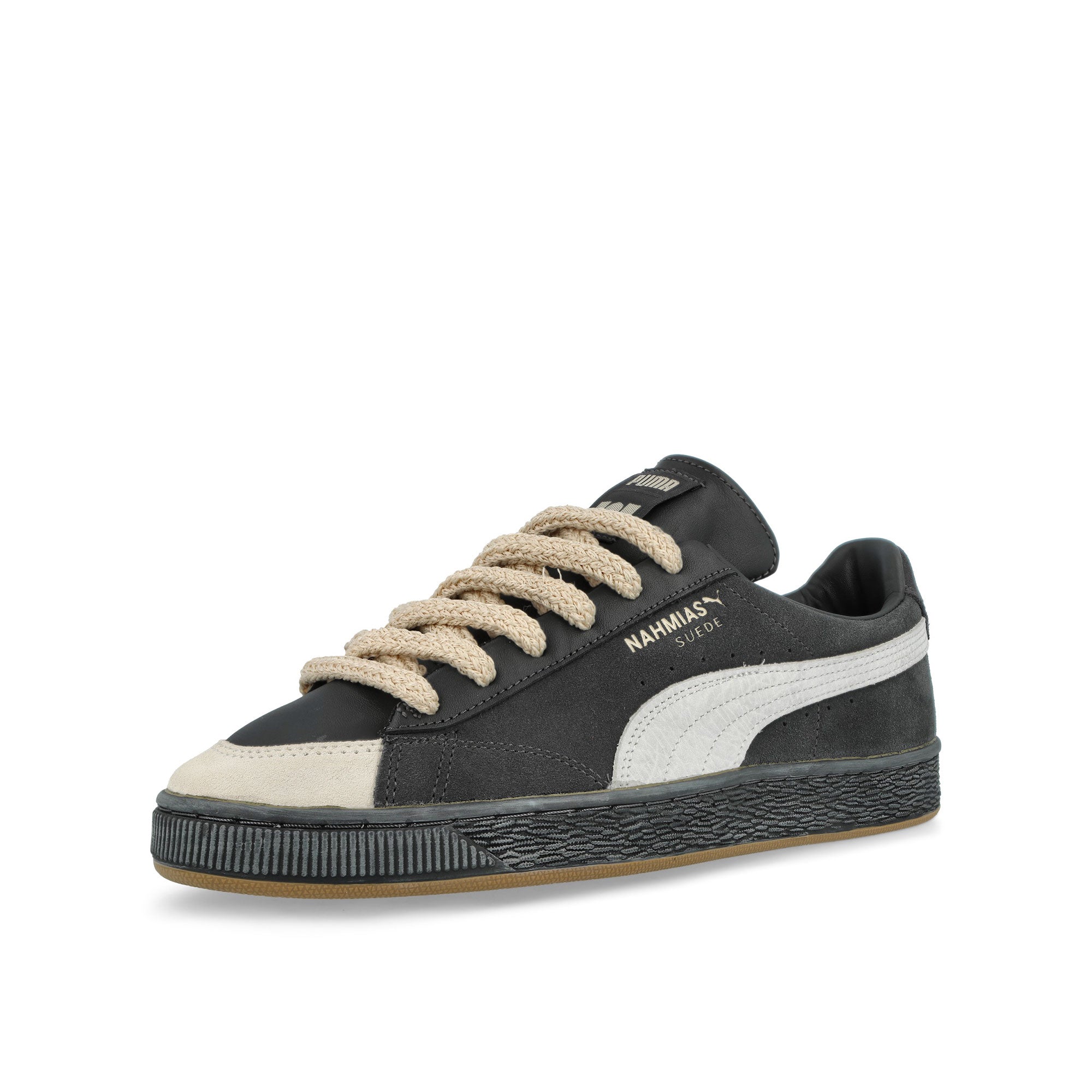 Nahmias x Puma Puma Suede Vintage Black Flat Dark Gray - Vapor Gray - Honey Butter Low Top Sneakers 407026 01 Close-up | Overkill
