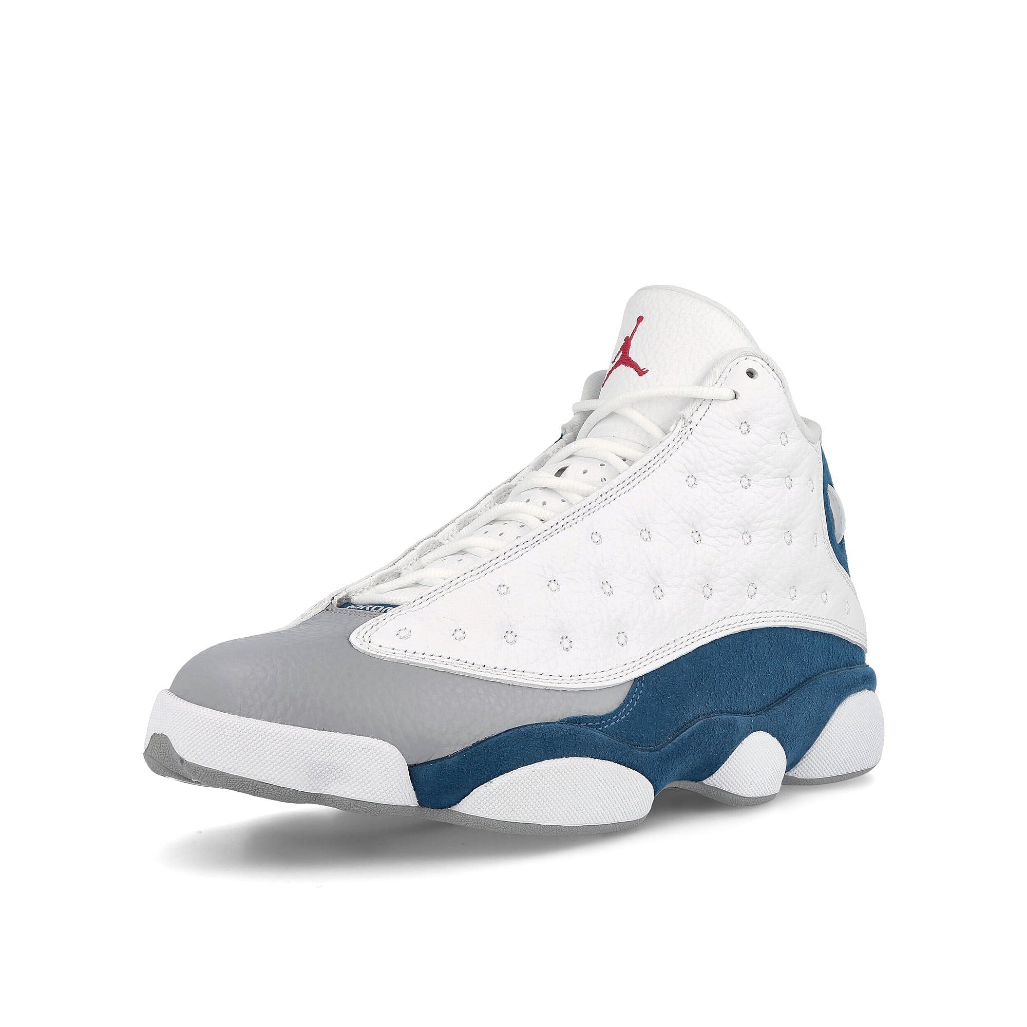 Jordan Air Jordan 13 Retro White / Fire Red - French Blue - light Steel Grey Mid Top Sneakers Close Up | Overkill