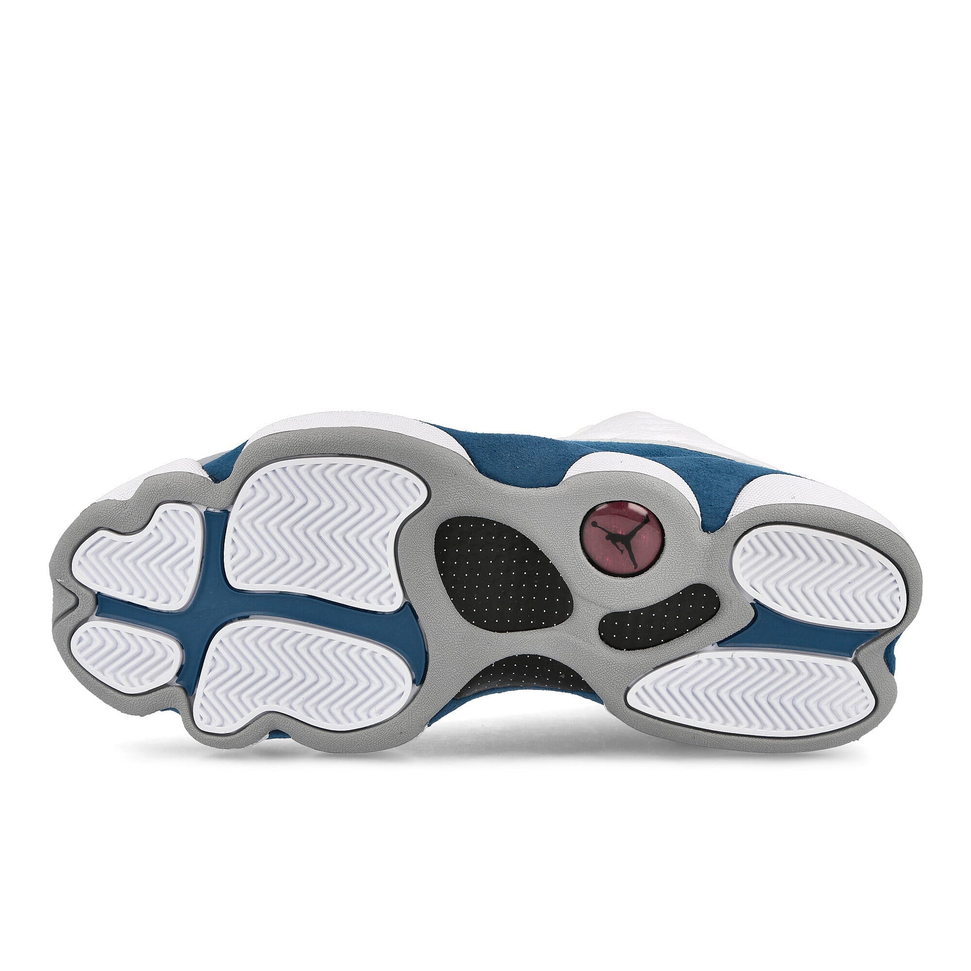 Jordan Air Jordan 13 Retro White / Fire Red - French Blue - light Steel Grey Mid Top Sneakers Detail View 1 | Overkill