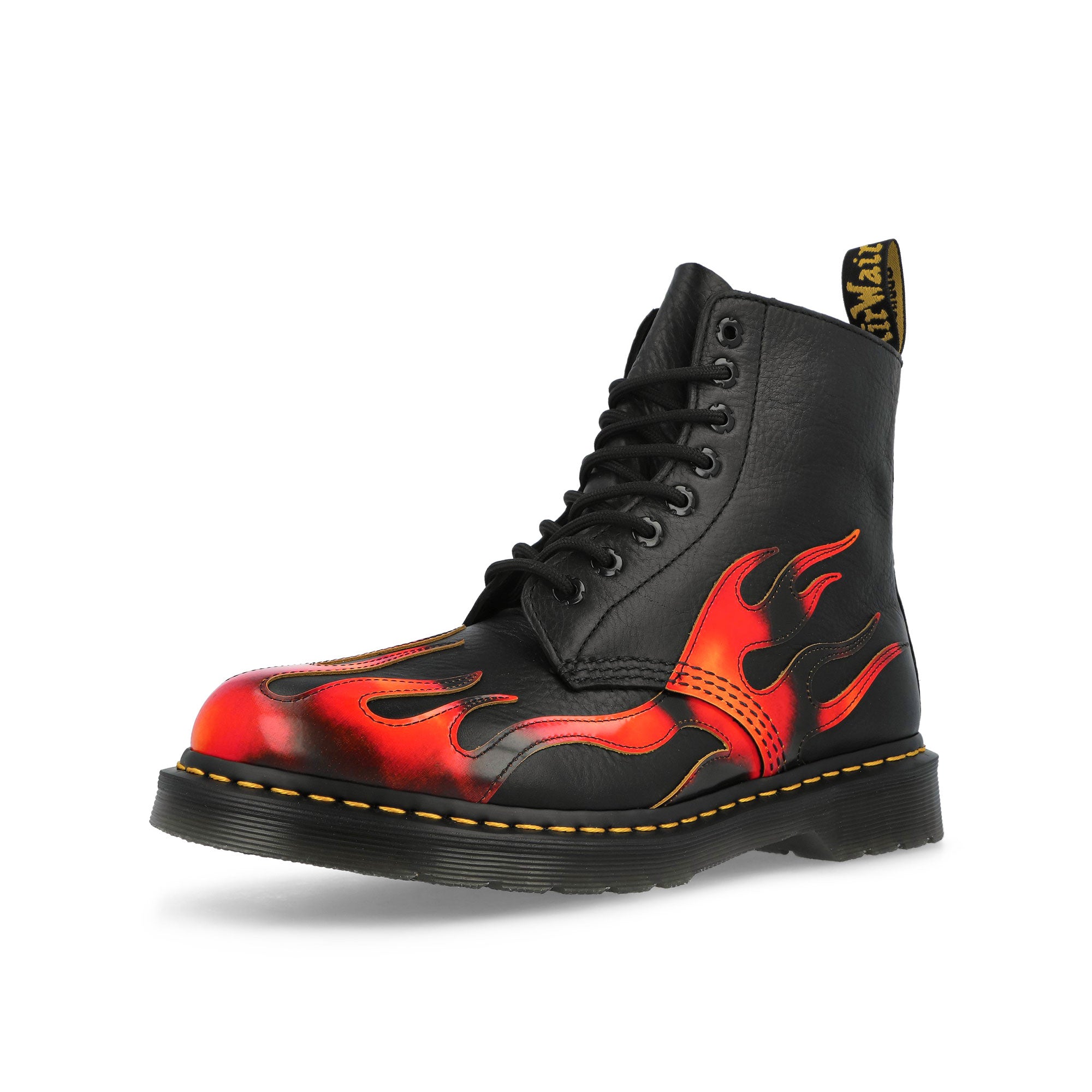 Dr. Martens 1460 Pascal Black / Vibrant Red / DMS Yellow Boots 41517001 Close-up | Overkill