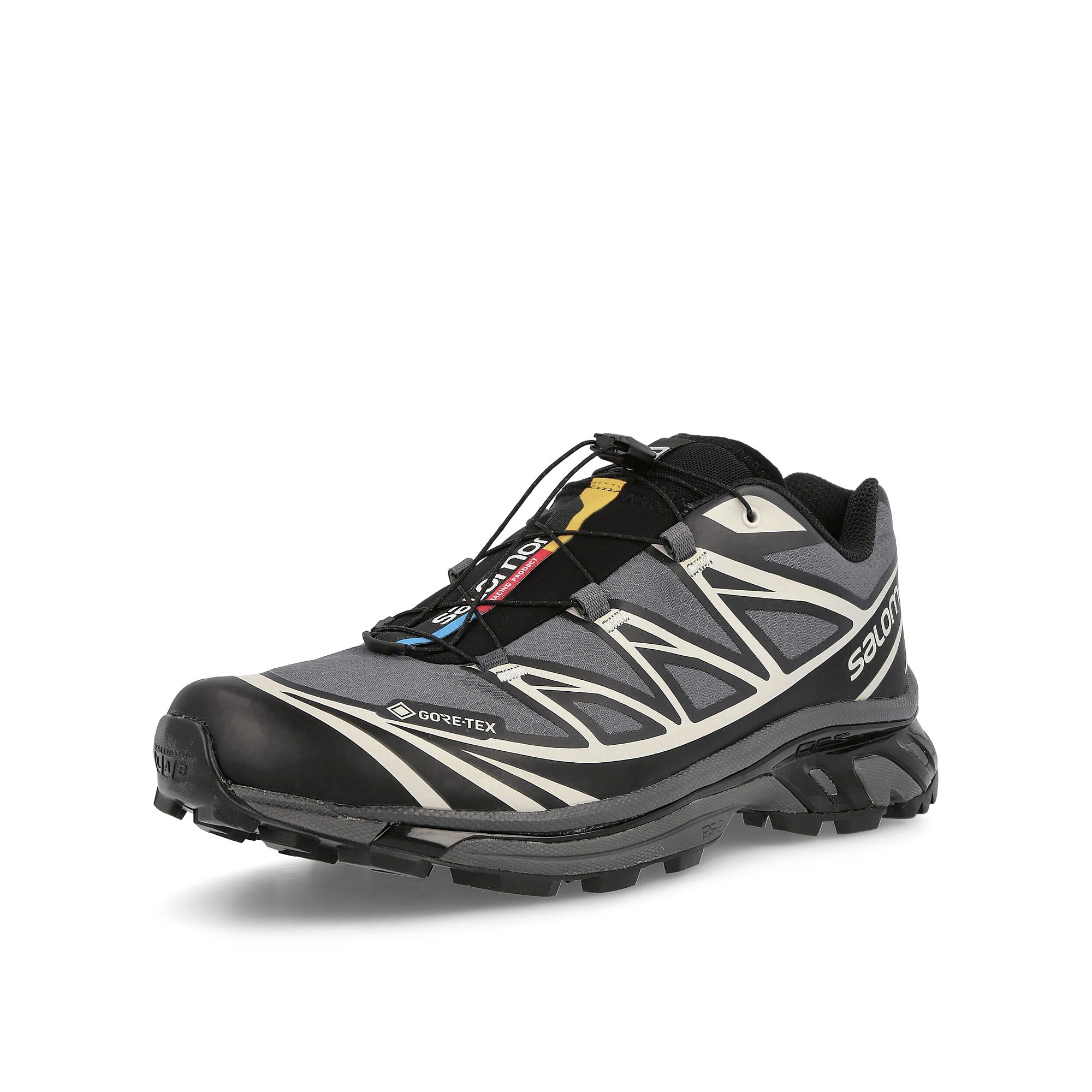 Salomon XT-6 GTX Black / Ebony / Lunar Rock Sneakers Close Up | Overkill