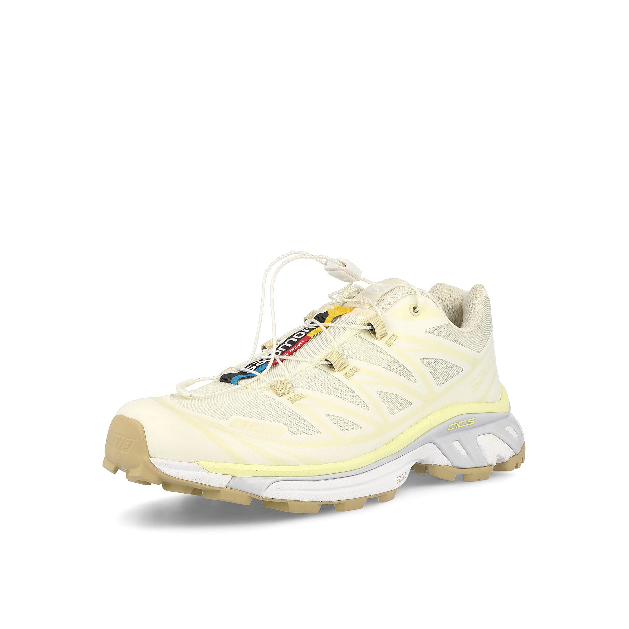 Salomon XT-6 Vanilla Ice-Yellow Iris-Artctic Ice Sneakers Close Up | Overkill