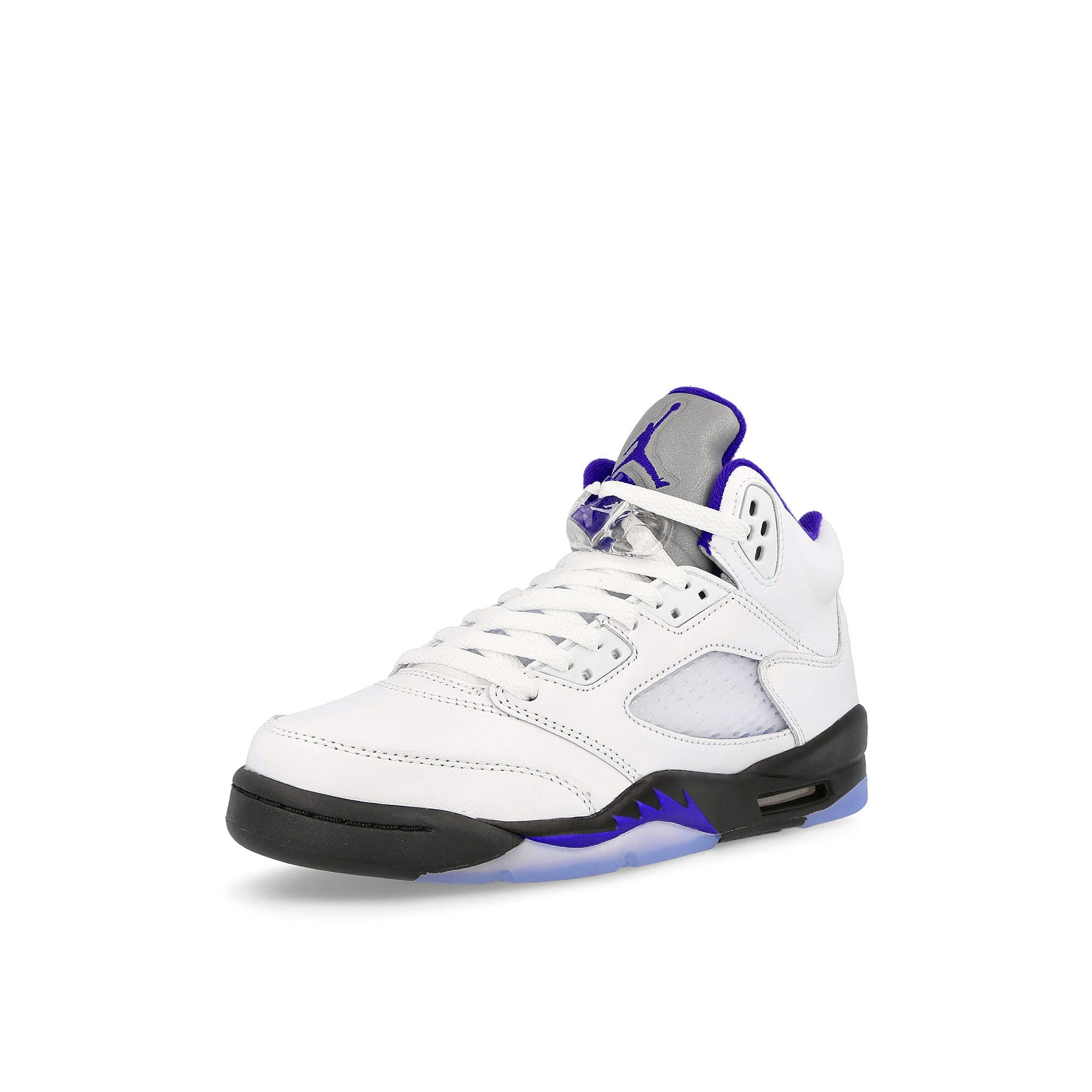 Jordan Air Jordan 5 Retro GS White-Dark Concord - Black High Top Sneakers Close Up | Overkill