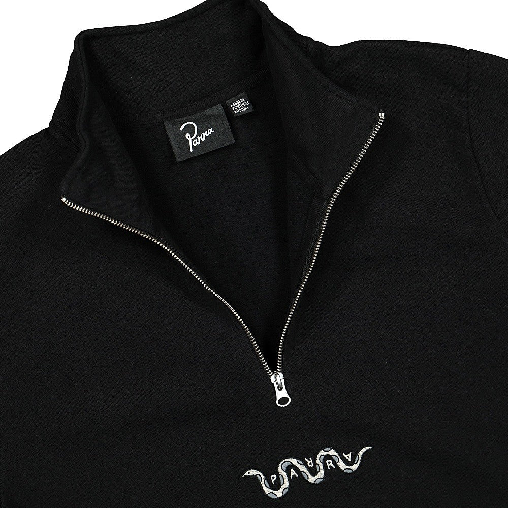 Parra Snaked 1/4 Zip Sweatshirt Black Sweatshirts Close-up | Overkill