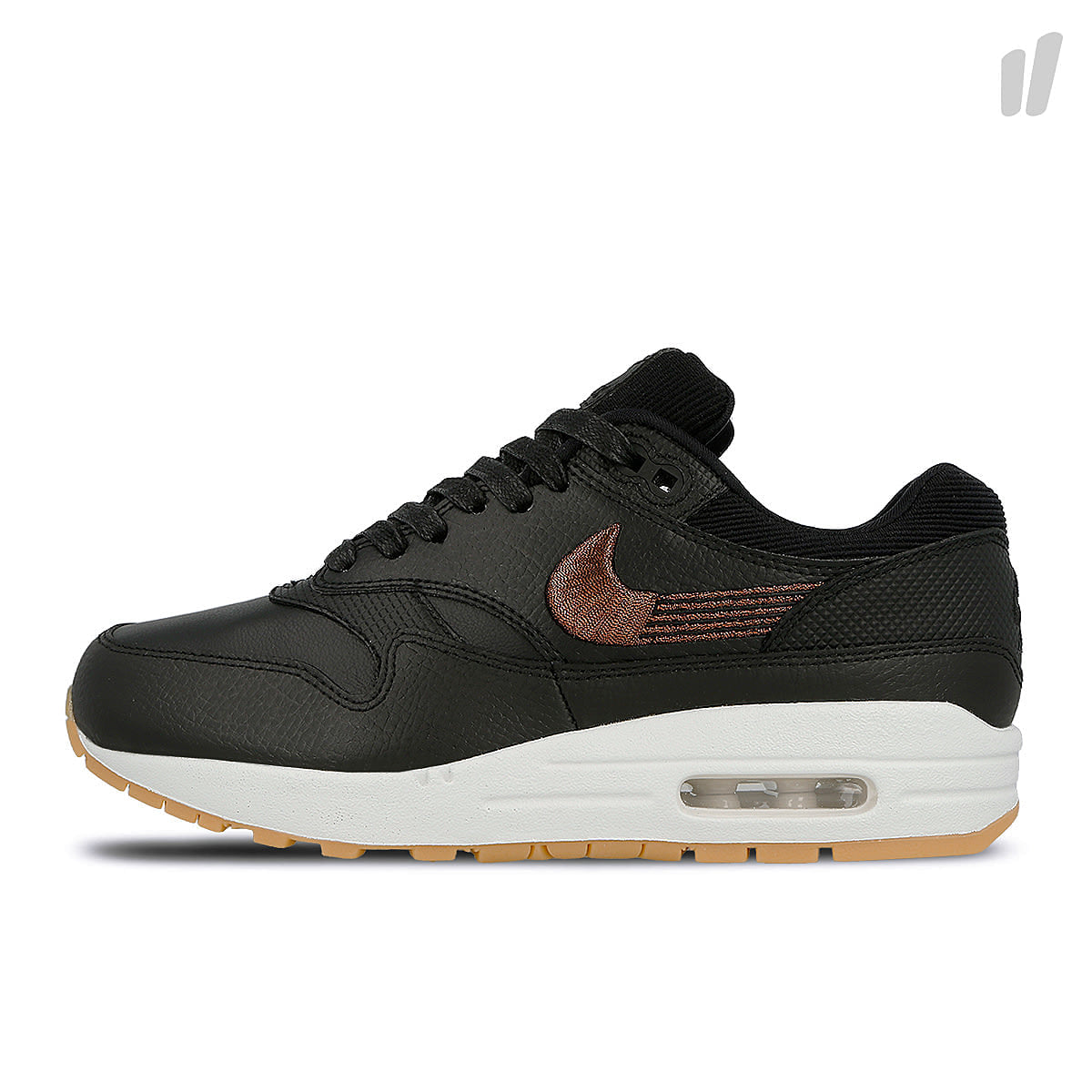 Nike wmns air max 1 premium Black / Black - Gum Yellow - Summit White Low Top Sneakers 454746 020 | Overkill