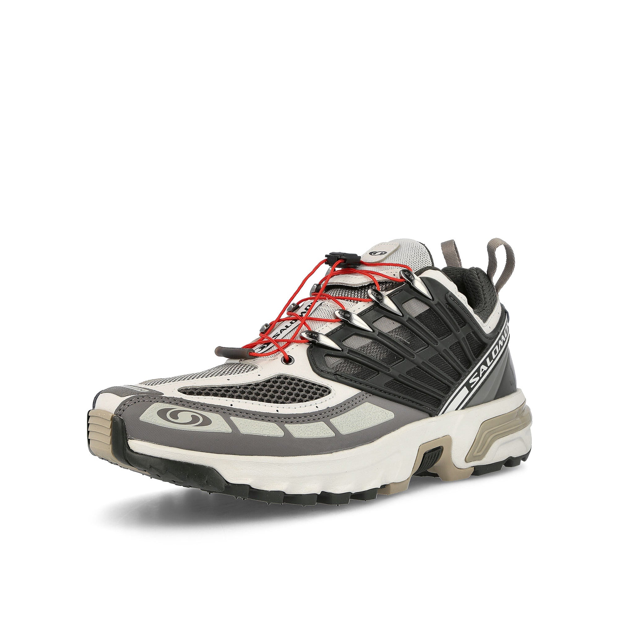 Salomon ACS Pro Peat-Beluga-Vintage Khaki Low Top Sneakers Close Up | Overkill