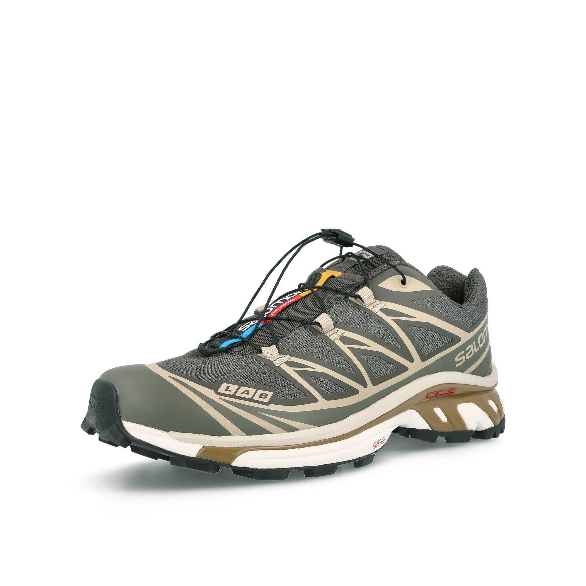 Salomon XT-6 Recut Beluga-Pewter-Dull Gold Sneakers Close Up | Overkill