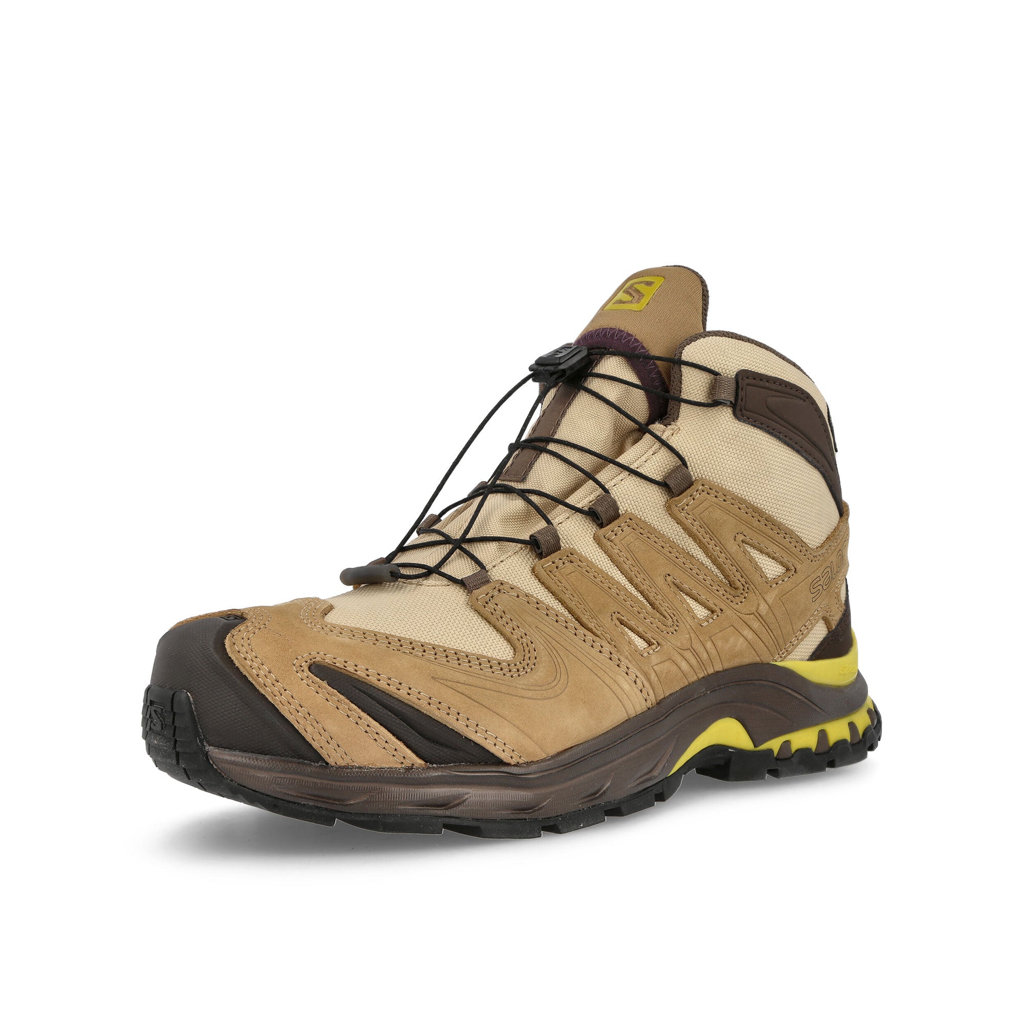 Salomon Better Gift Shop x Salomon XA Pro 3D Mid GTX Safari-Kelp-Empire Yellow Sneakers Close Up | Overkill