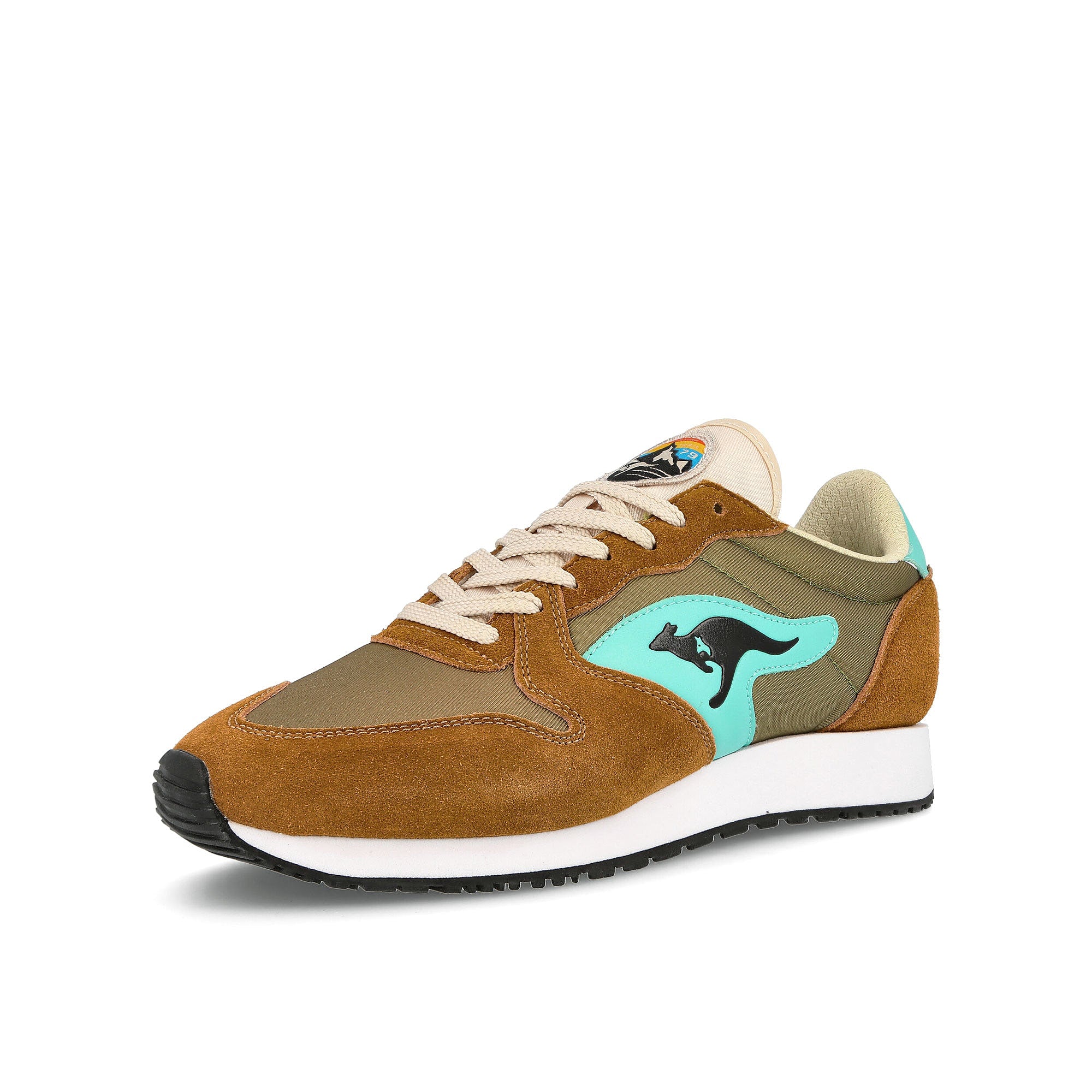 KangaROOS rally trail Saddle Brown-Green Sneakers Close Up | Overkill