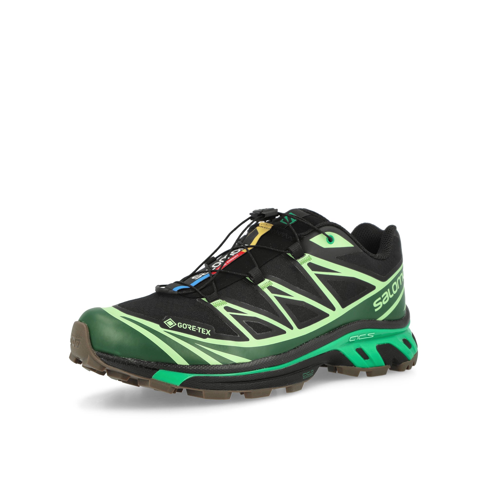 Salomon XT-6 GTX Black / Eden / Green Ash Low Top Sneakers Close Up | Overkill