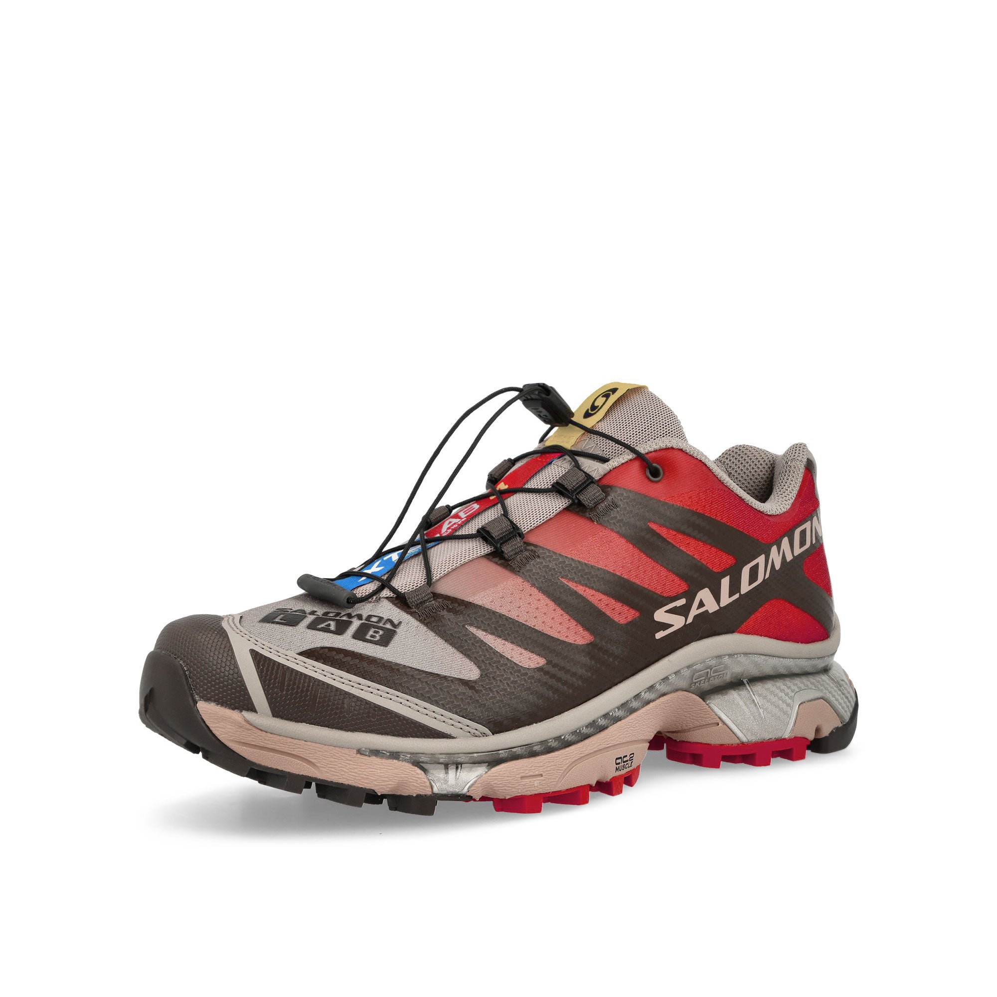 Salomon XT-4 OG Wren / Vintage Khaki / Aurora Red Low Top Sneakers Close Up | Overkill