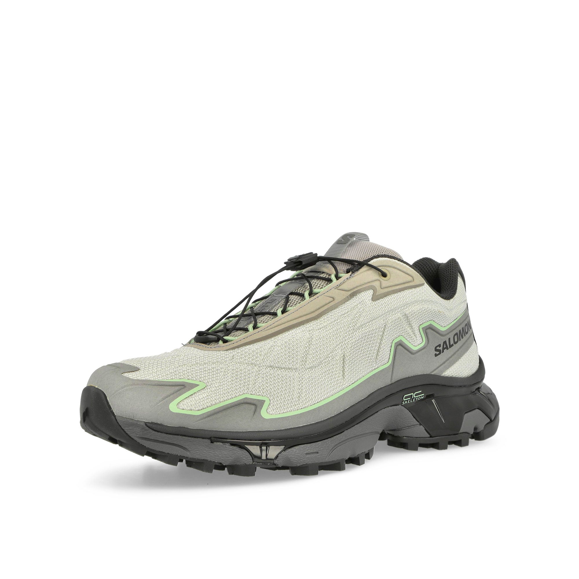 Salomon XT-Slate Advanced Metal / Gray Flannel / Cameo Green Low Top Sneakers Close Up | Overkill