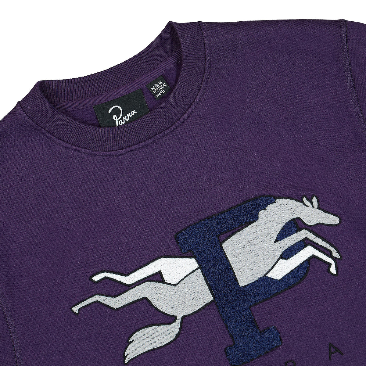 Parra Horse P Crew Neck Sweatshirt Purple Sweatshirts Close-up | Overkill