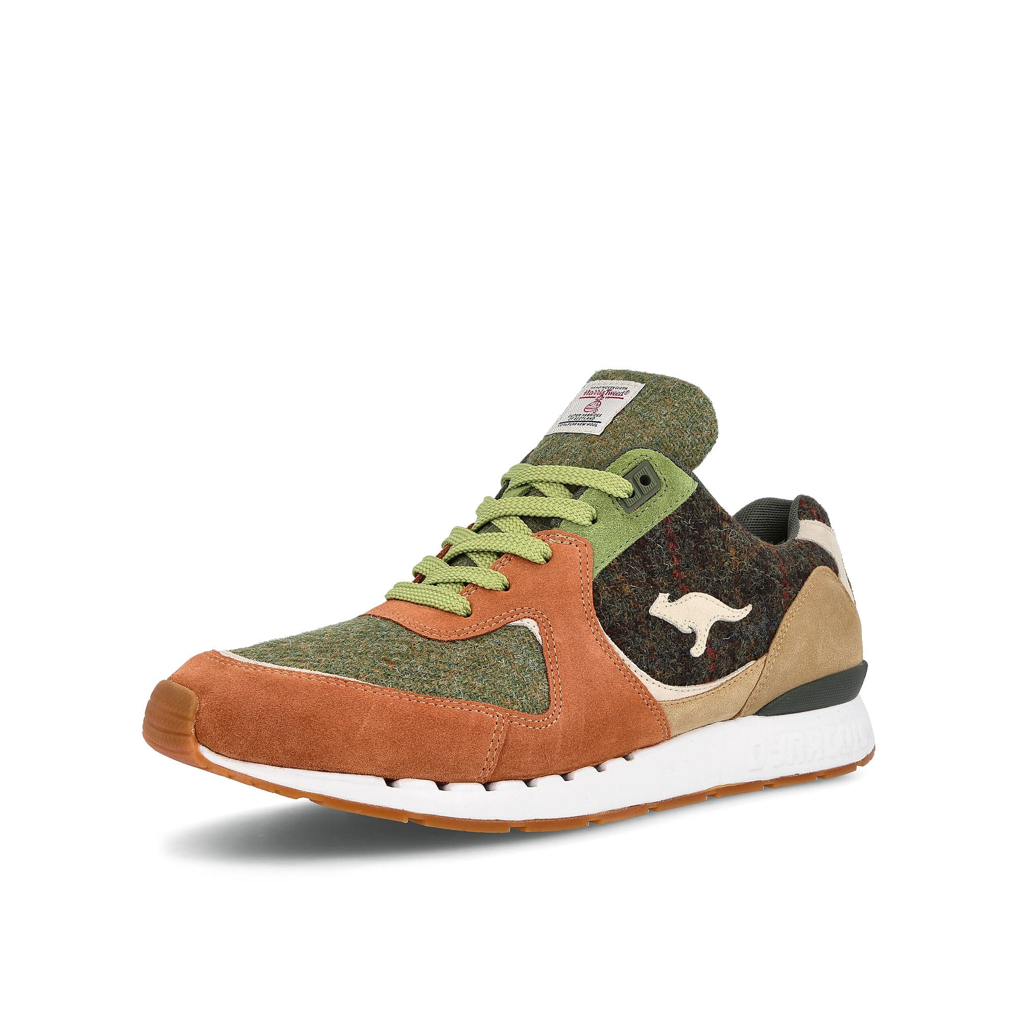 KangaROOS Harris Tweed x KangaROOS ROOStraditions Forest Green-Cream White Sneakers Close Up | Overkill
