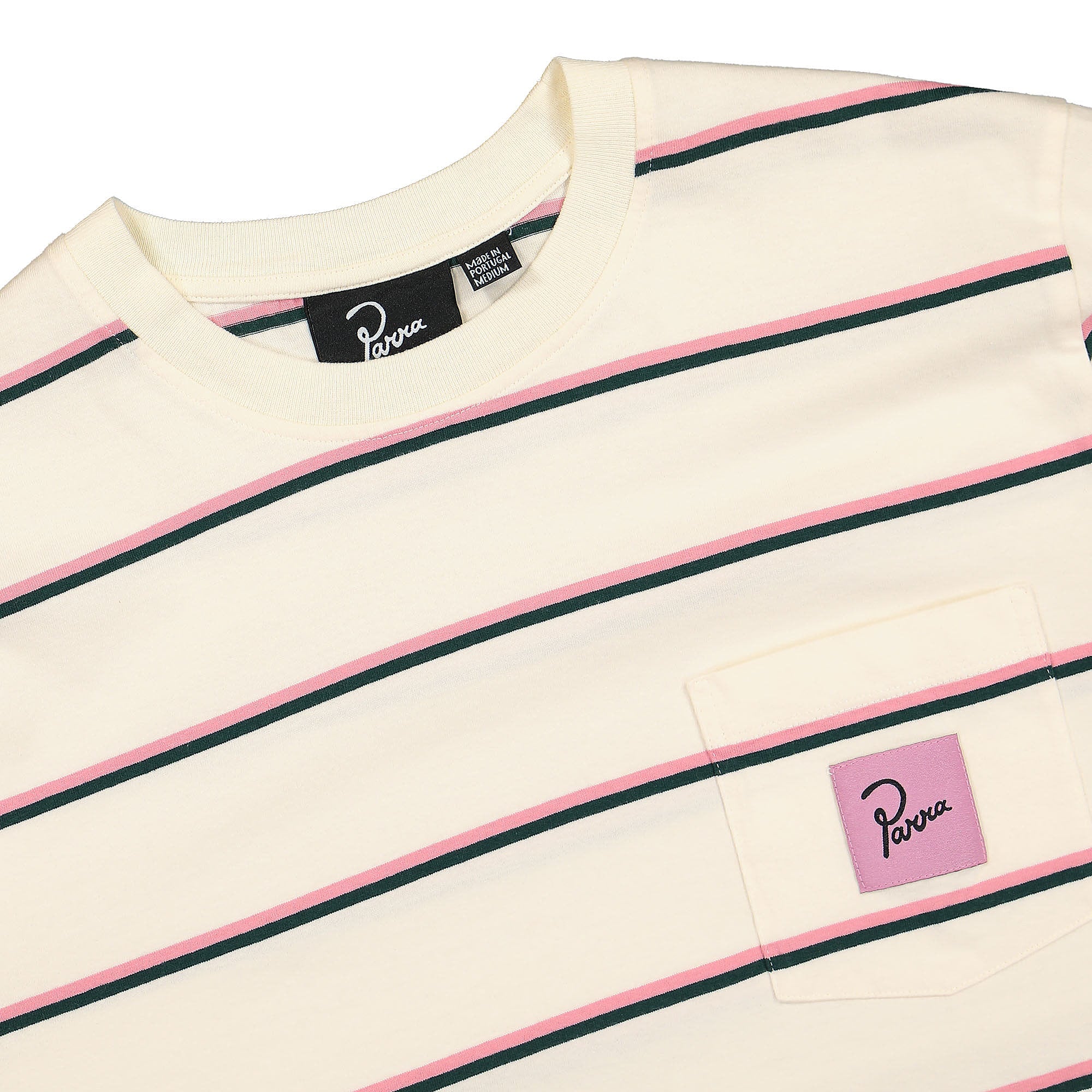 Parra Striper Pocket Logo T-Shirt Pink T-Shirts Close-up | Overkill