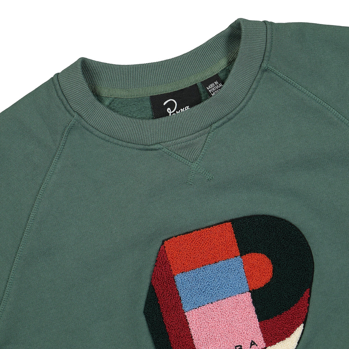Parra Building Block Logo Crew Neck Sweatshirt Green Sweatshirts Close-up | Overkill