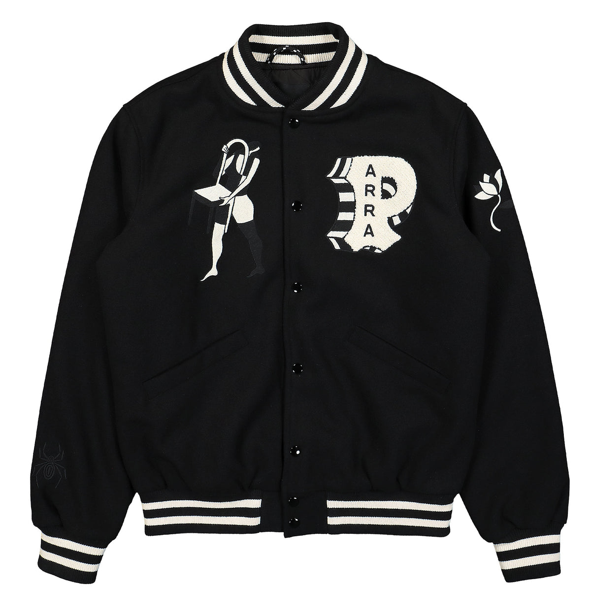 Parra Cloudy Star Varsity Jacket Black Jackets 48241 | Overkill