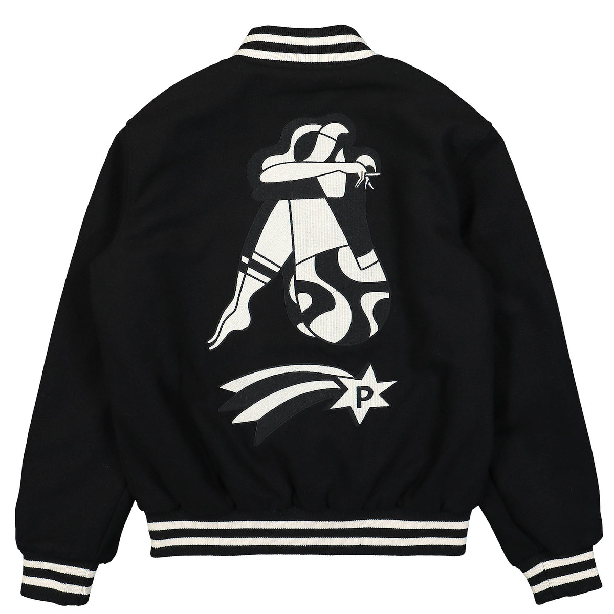 Parra Cloudy Star Varsity Jacket Black Jackets Material | Overkill