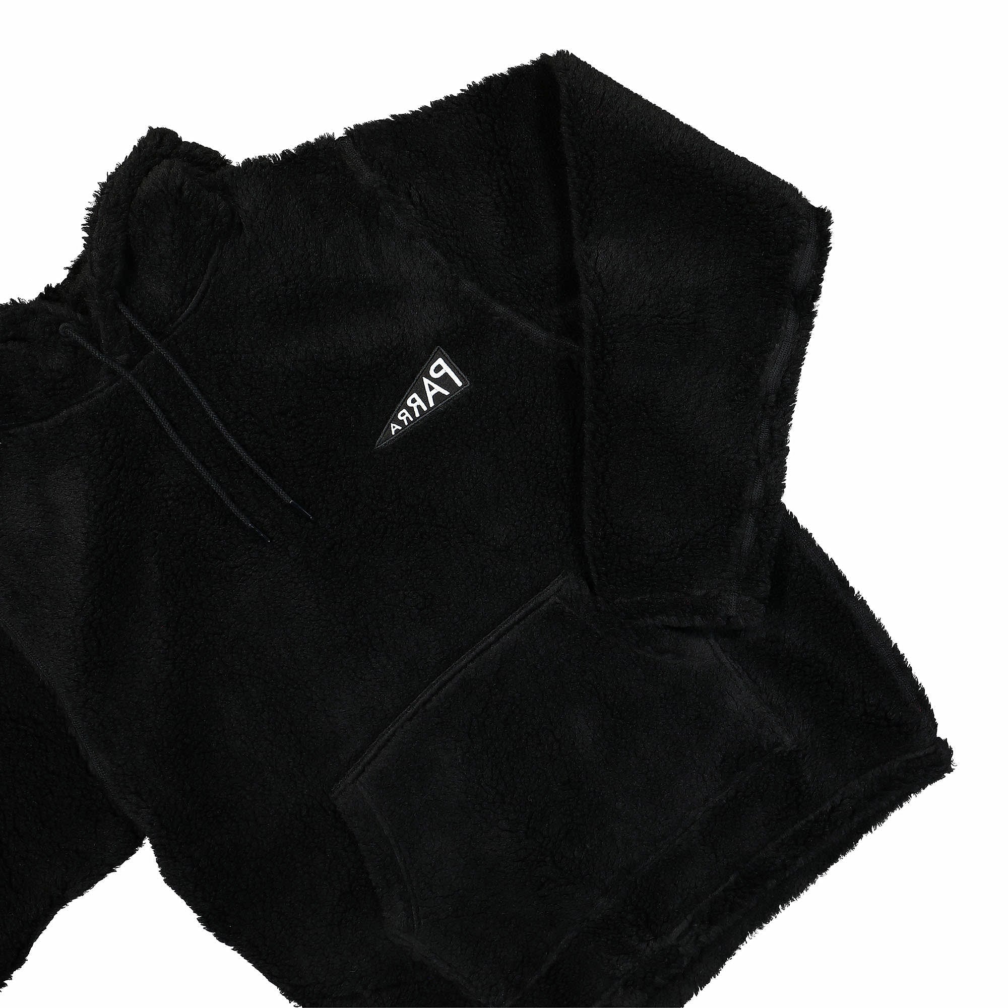 Parra Mirrored Flag Logo Polar Fleece Hooded Pullover Black Hoodies Detailfoto | Overkill