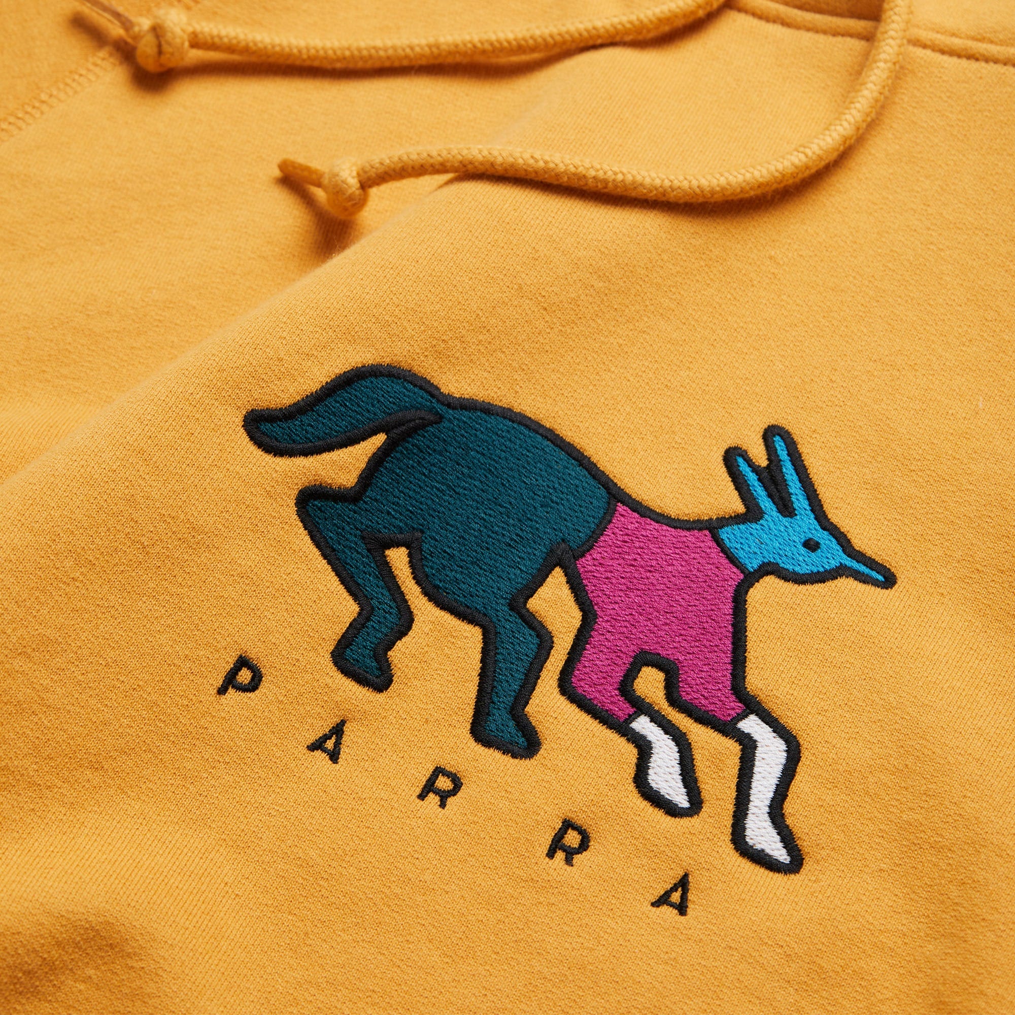 Parra Anxious Dog Hooded Sweatshirt Gold Yellow Hoodies Material | Overkill