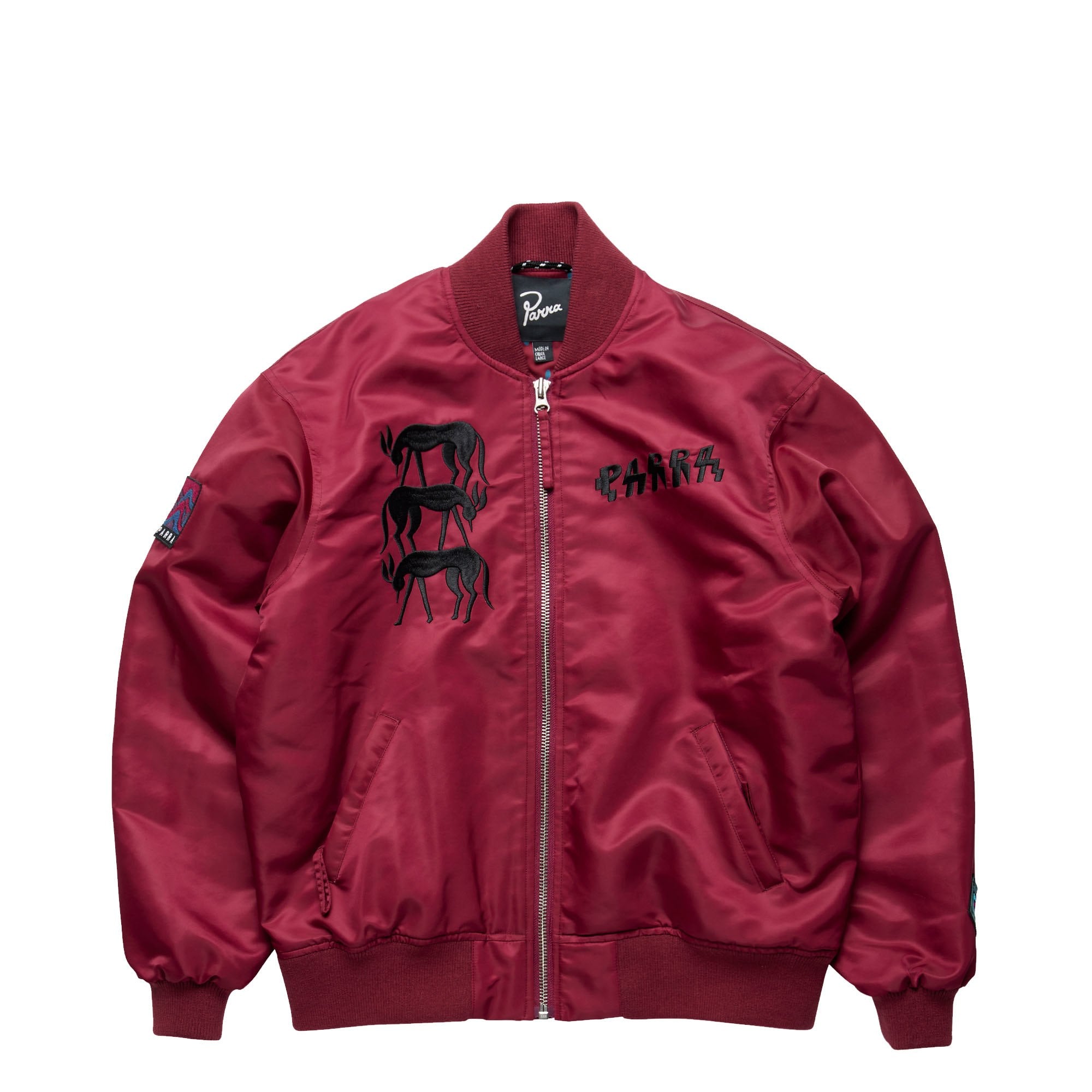 Parra Stacked Pets Varsity Jacket Deep Red Bomber & Varsity Jackets 49140 | Overkill