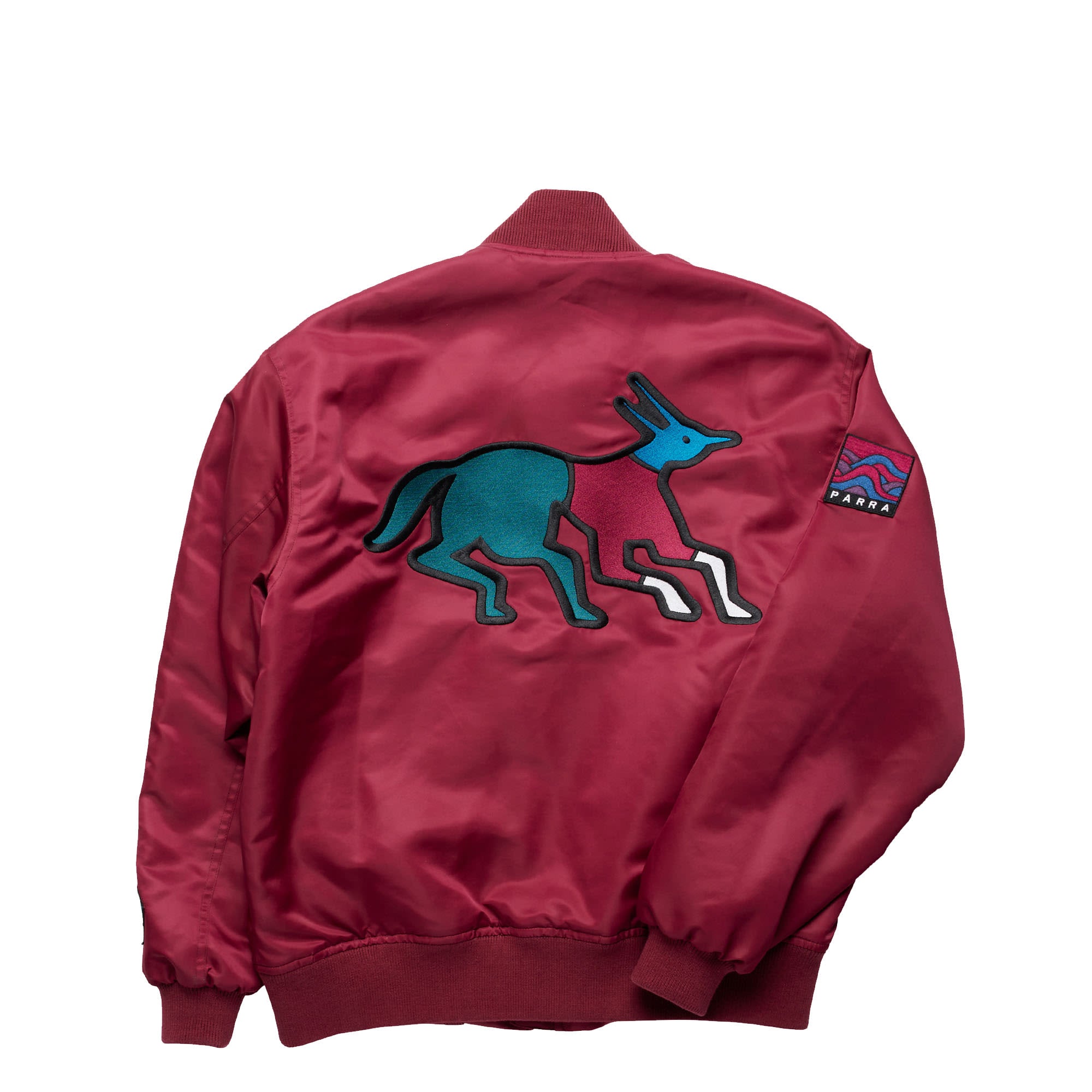 Parra Stacked Pets Varsity Jacket Deep Red Bomber & Varsity Jackets Close-up | Overkill