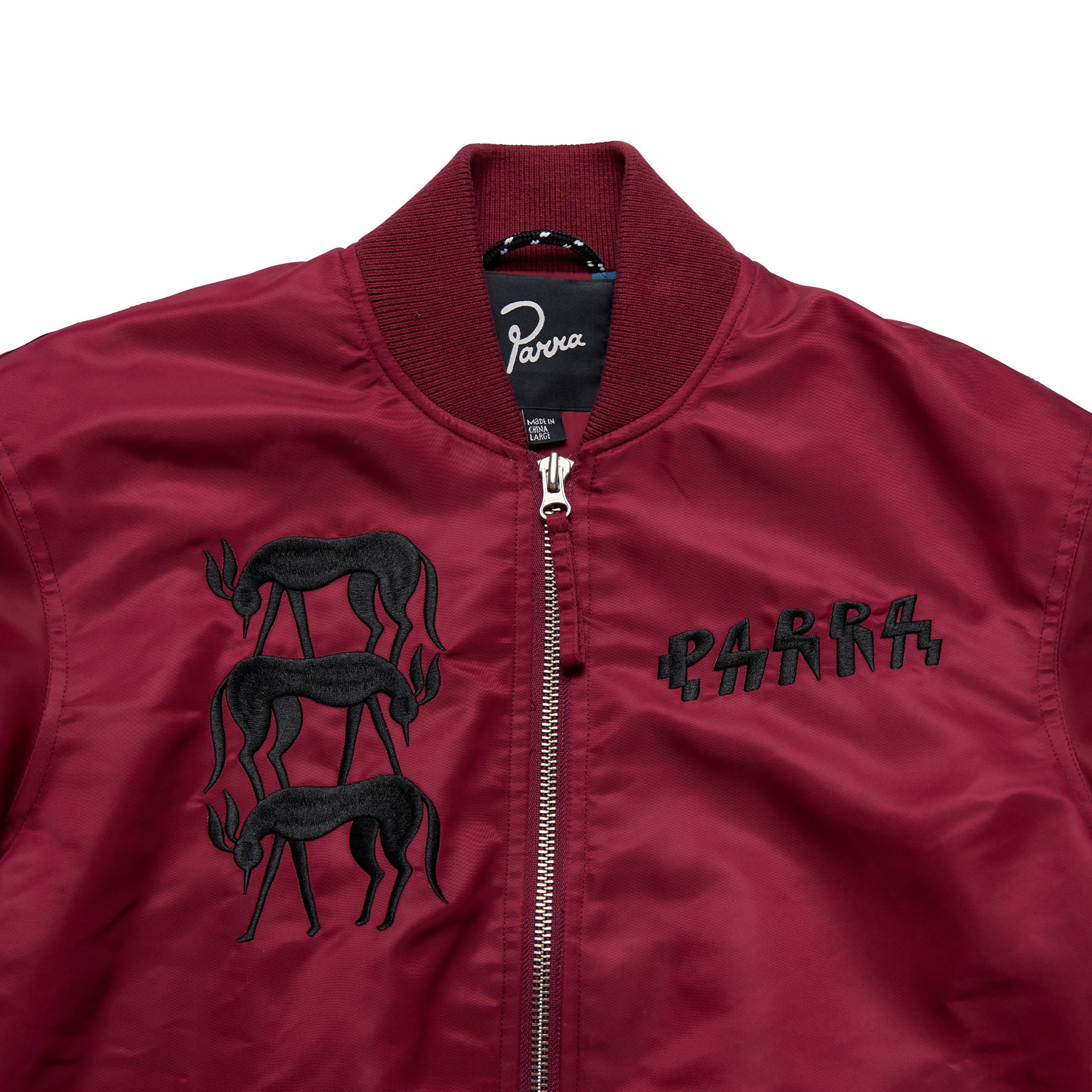 Parra Stacked Pets Varsity Jacket Deep Red Bomber & Varsity Jackets Detailfoto | Overkill