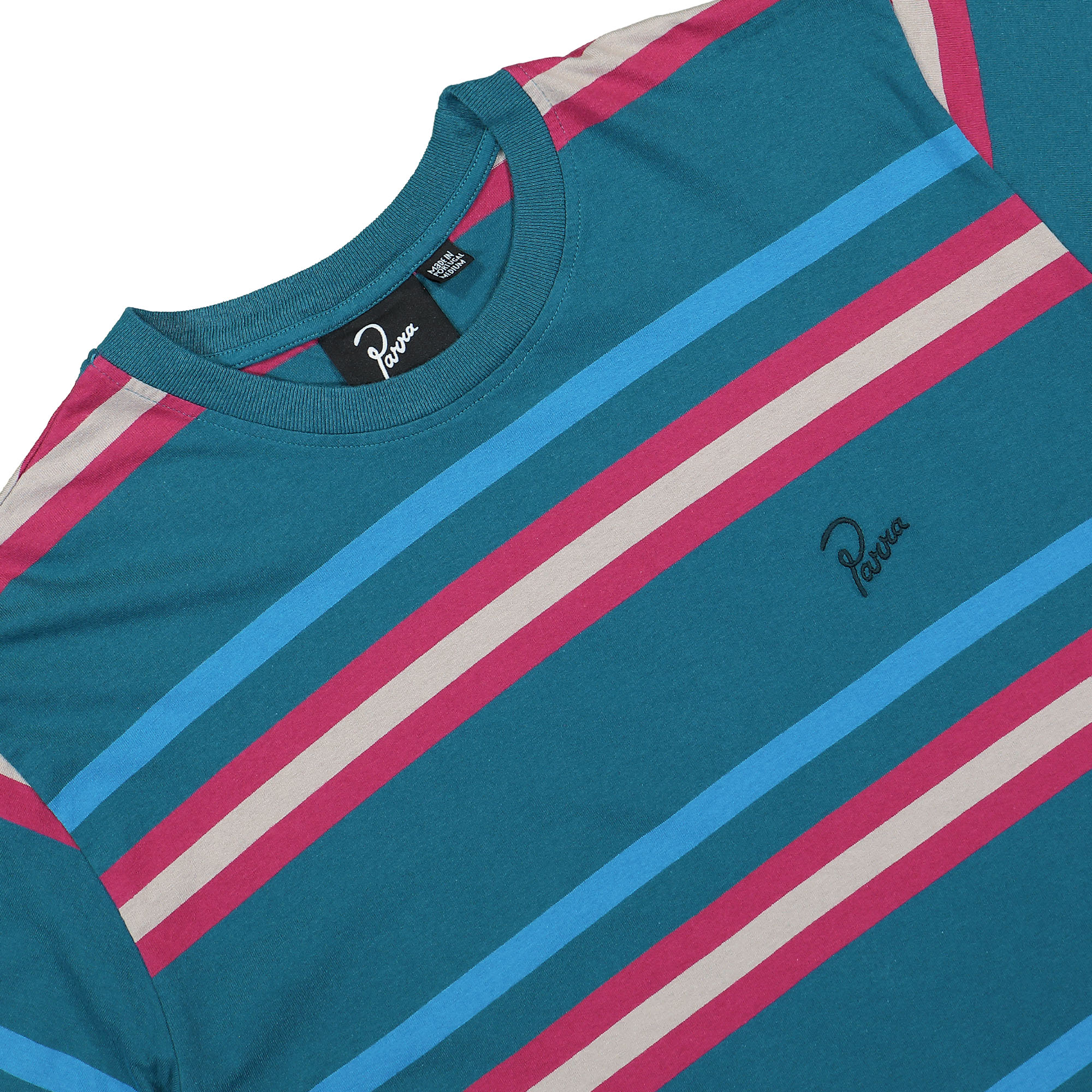 Parra Stripeys T-Shirt Teal T-Shirts Close-up | Overkill
