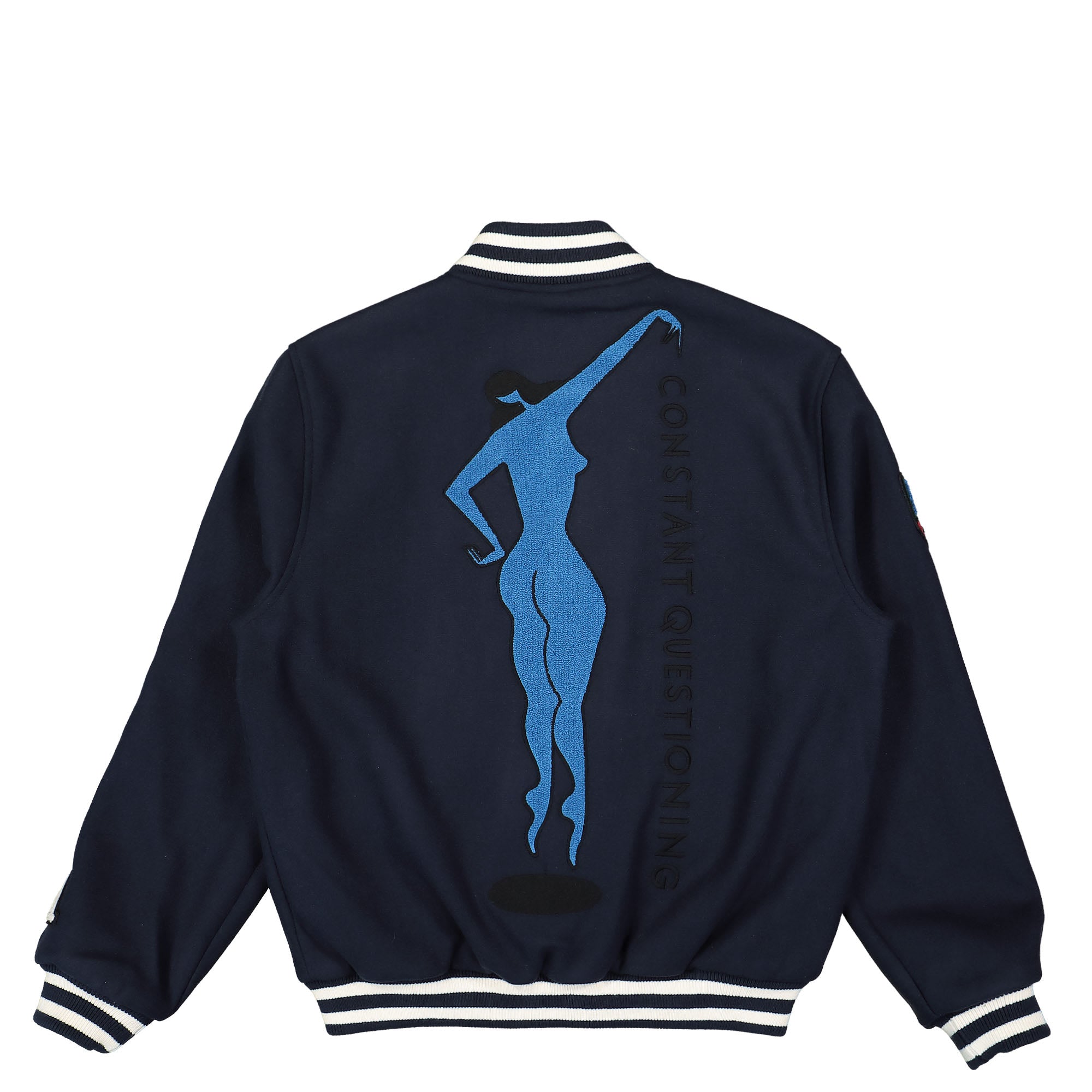 Parra Run Sit & Bike Varsity Jacket Navy Blue Bomber & Varsity Jackets Close-up | Overkill