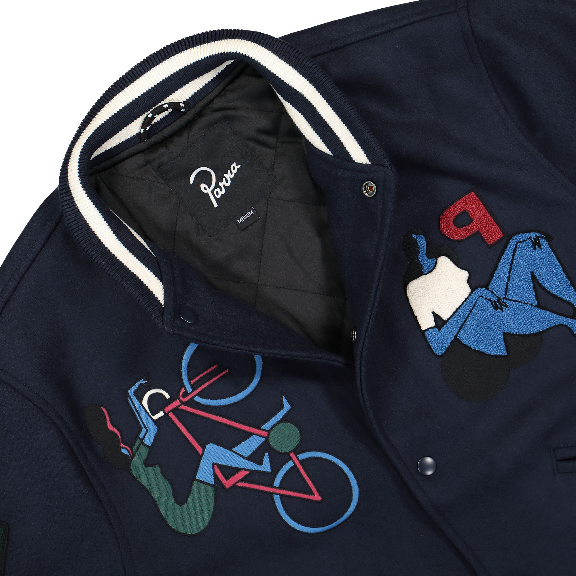 Parra Run Sit & Bike Varsity Jacket Navy Blue Bomber & Varsity Jackets Material | Overkill
