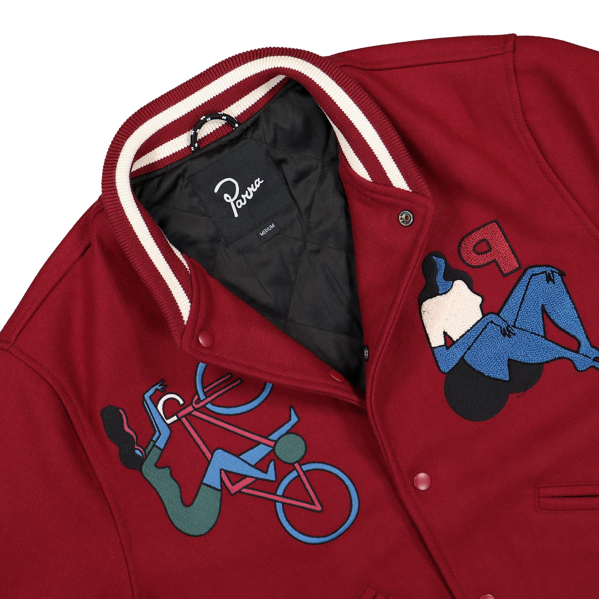 Parra Run Sit & Bike Varsity Jacket Dark Red Bomber & Varsity Jackets Material | Overkill